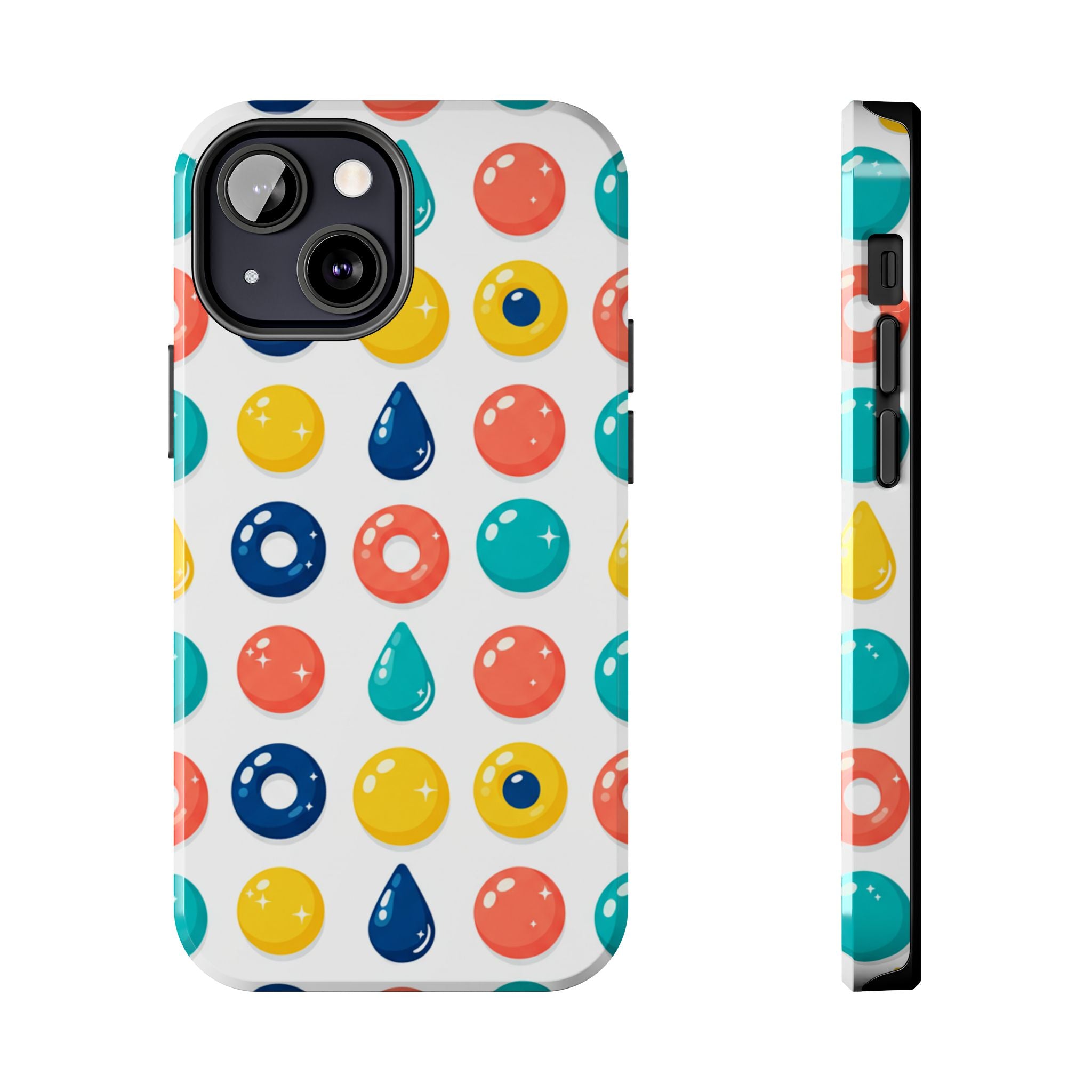 Colorful Candy Dot Tough Phone Case — Bright Retro Polka Drop Design