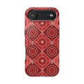 Red Geometric Target Pattern Tough Phone Case — Protective Abstract Retro Design