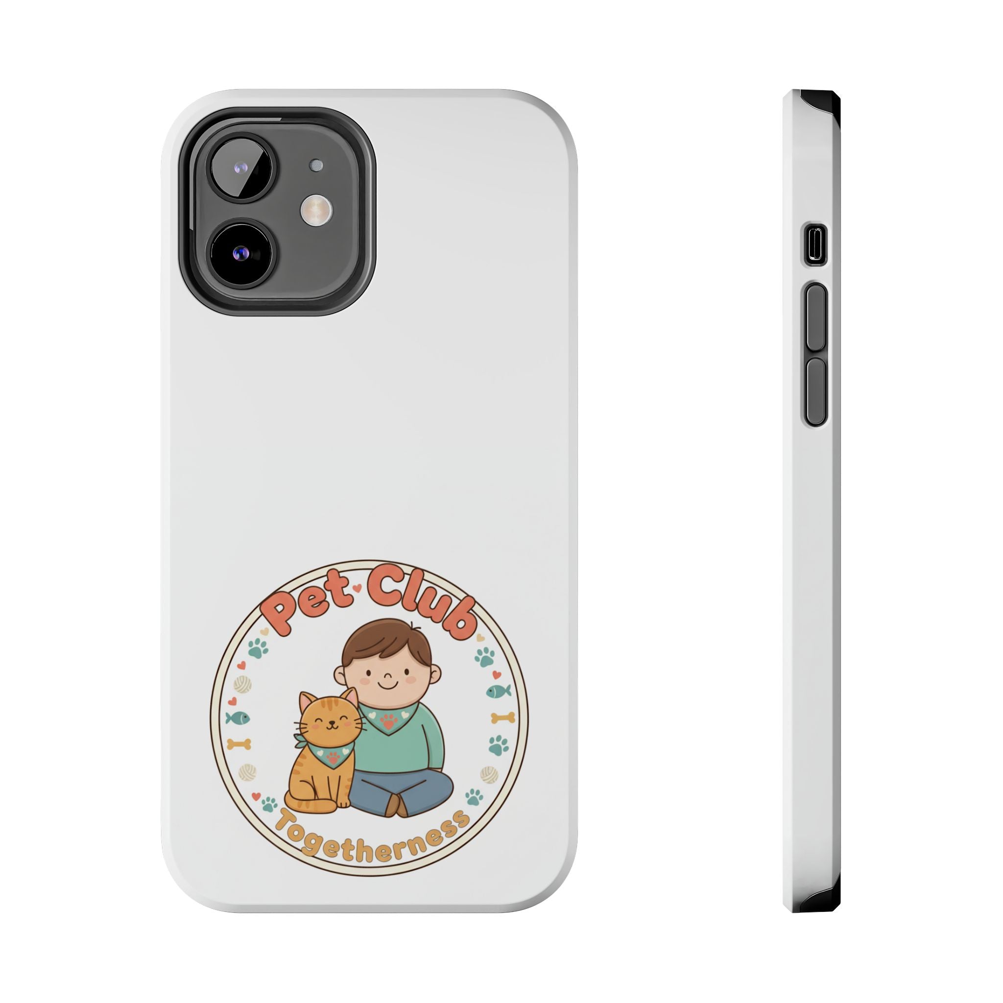 Pet Club Tough Phone Case — Cute Boy & Cat Illustration, "Togetherness" Design