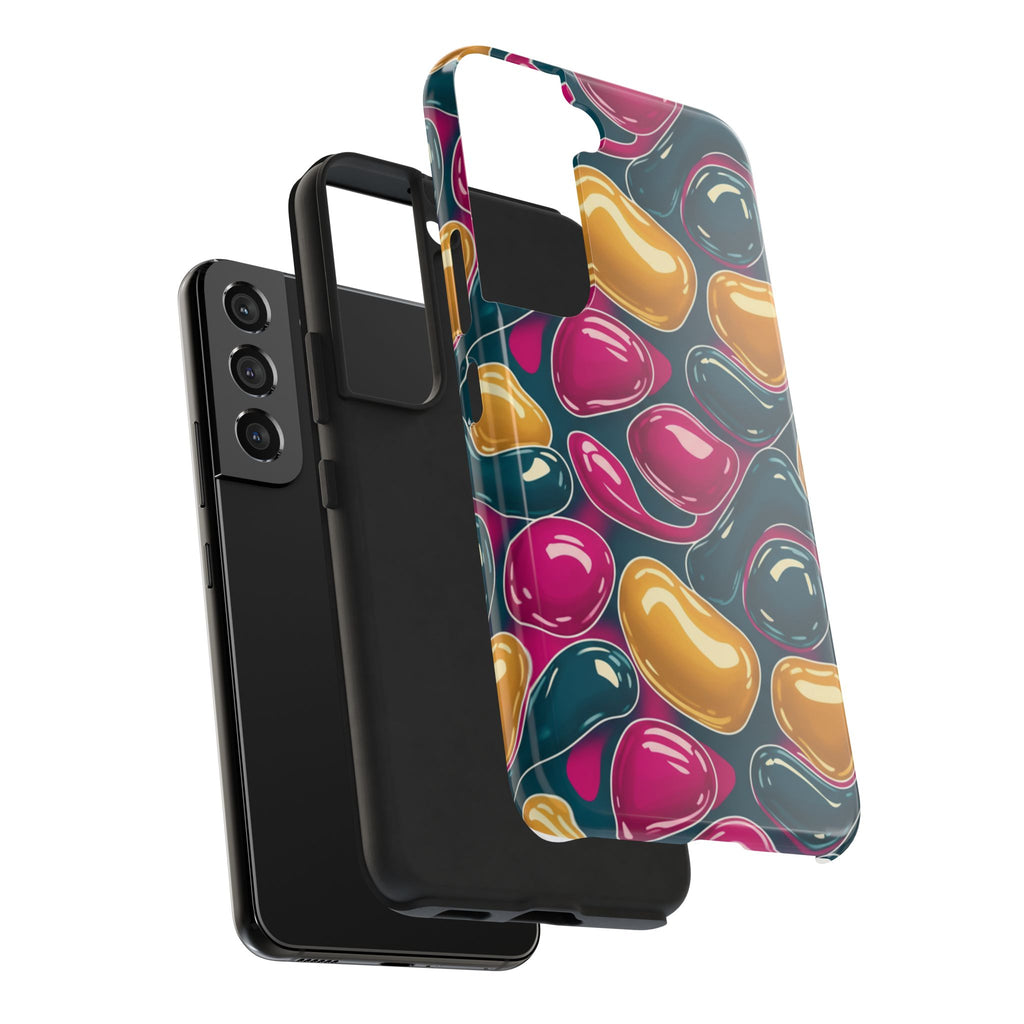 Abstract Colorful Blob Phone Case — Bold Teal, Magenta & Gold Protective Cover