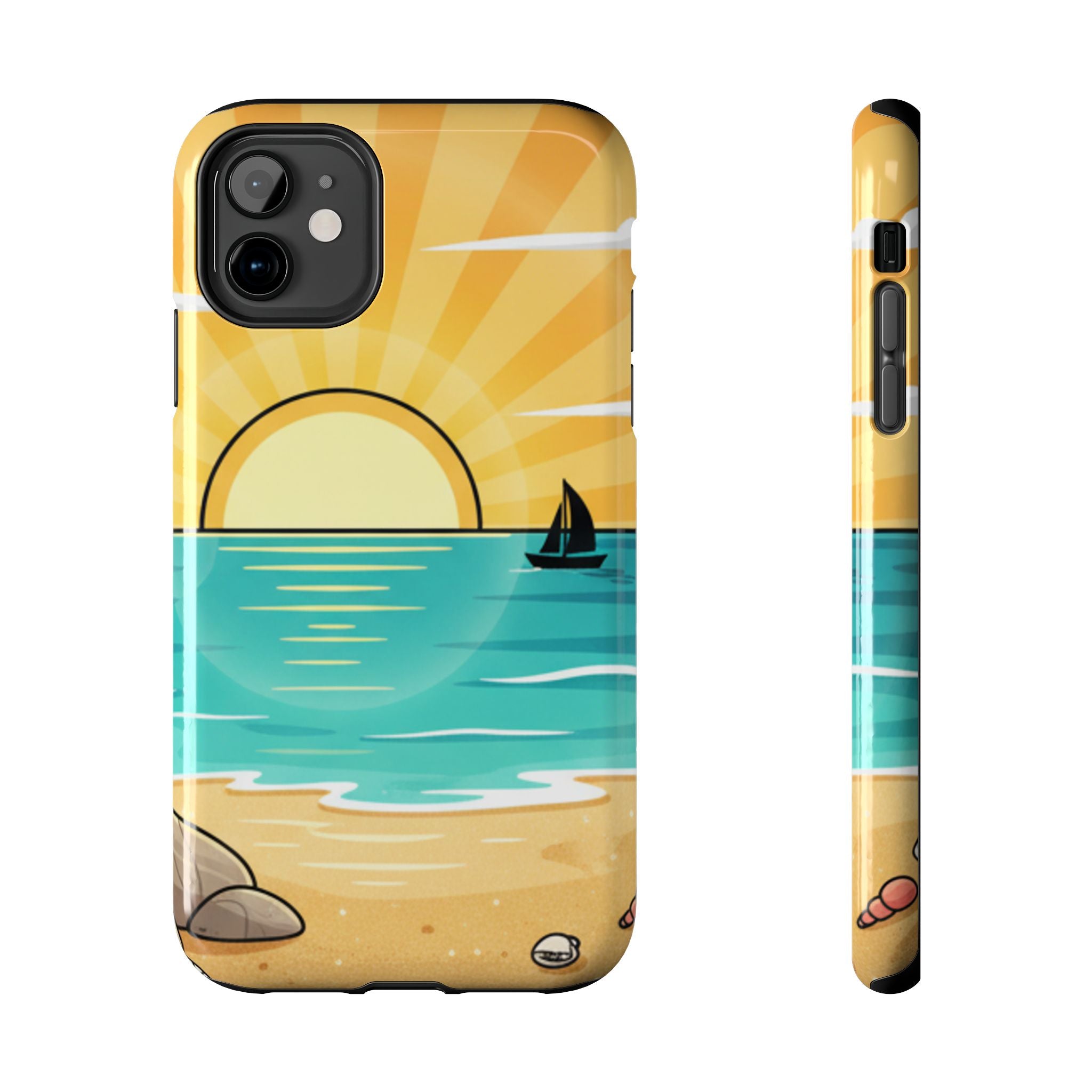 Tough Phone Case — Sunset Beach Sailboat Design