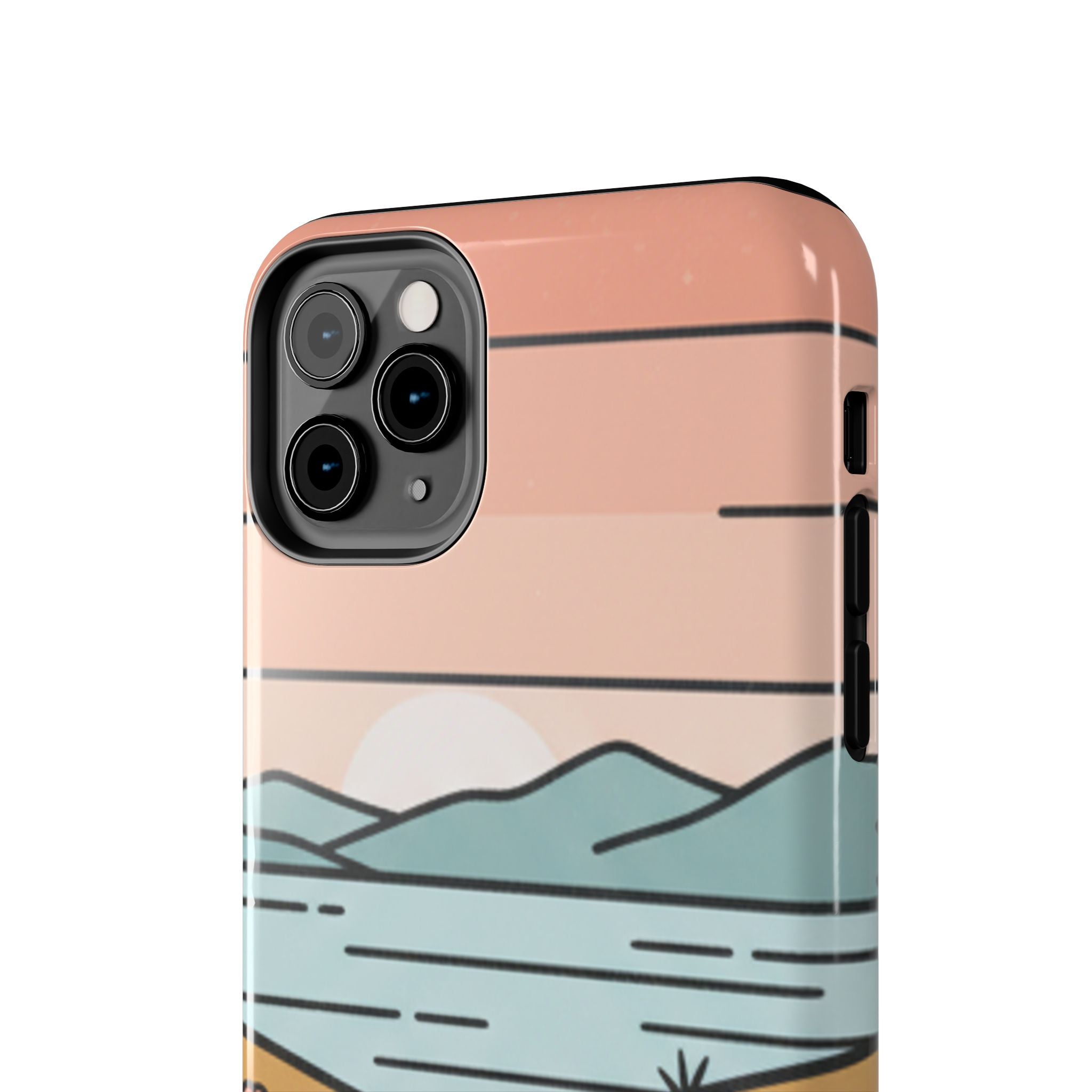 Scenic Path Tough Phone Case — Pastel Lake & Mountain Protective Cover