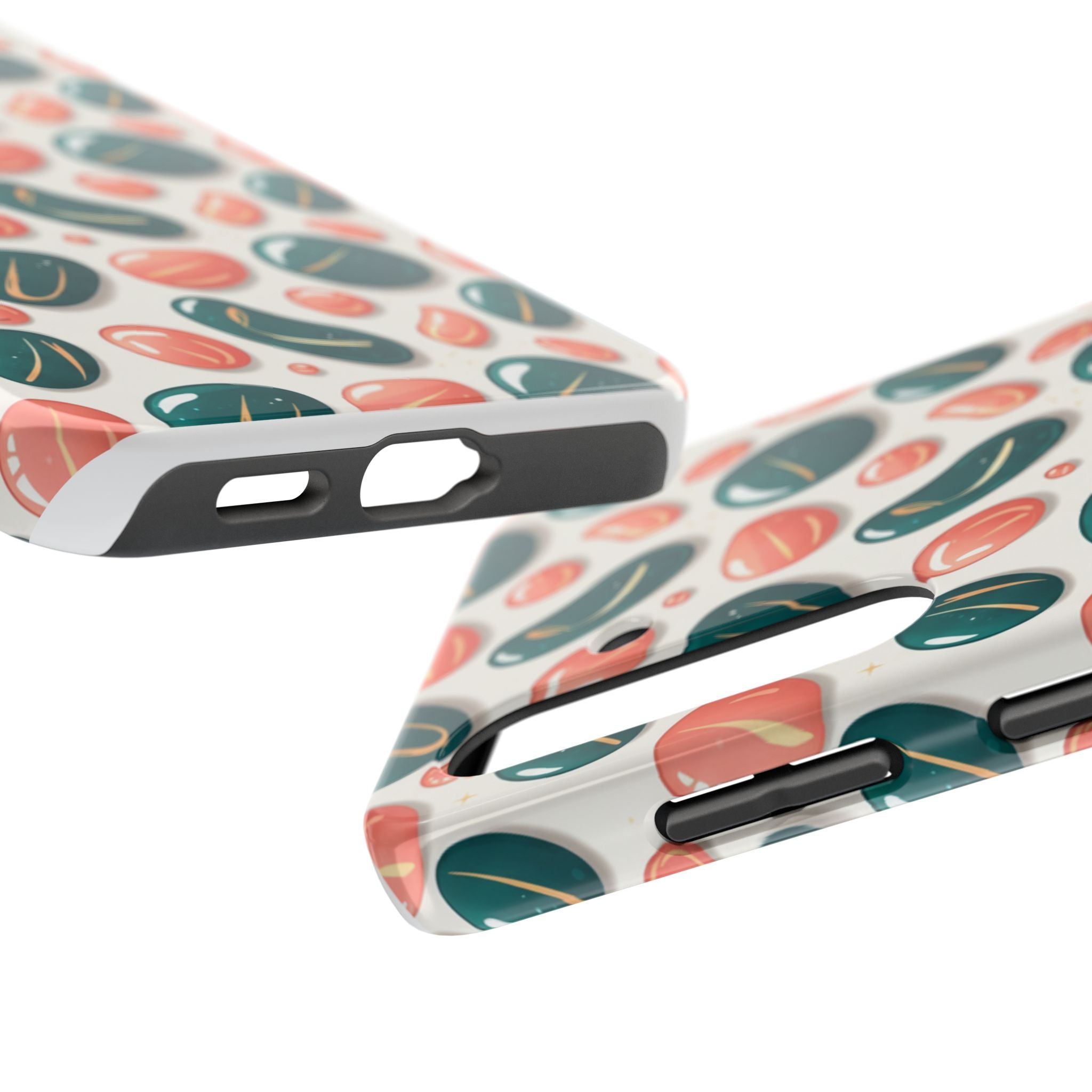 Abstract Pebble Pattern Tough Phone Case — Coral & Teal Protective Cover