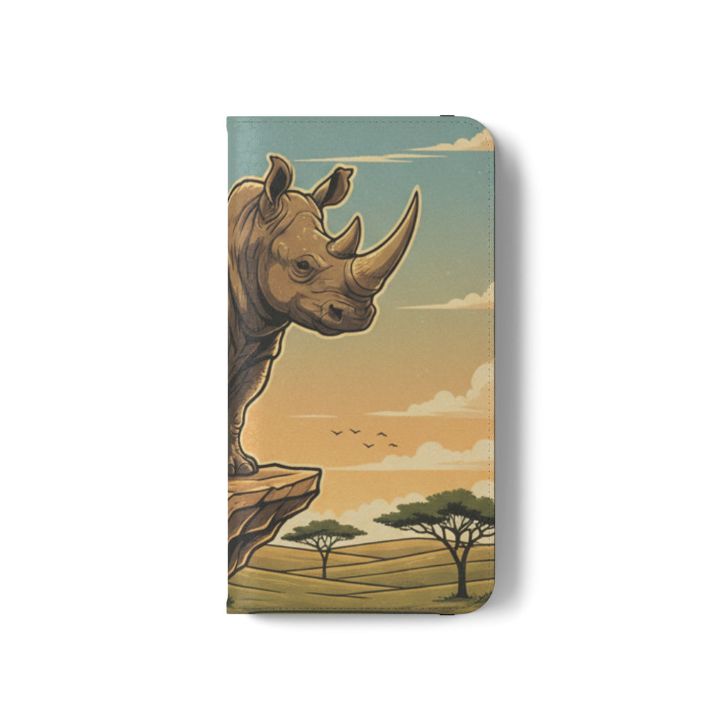 Rhino Sunset Flip Phone Case – Safari Wildlife Wallet Case