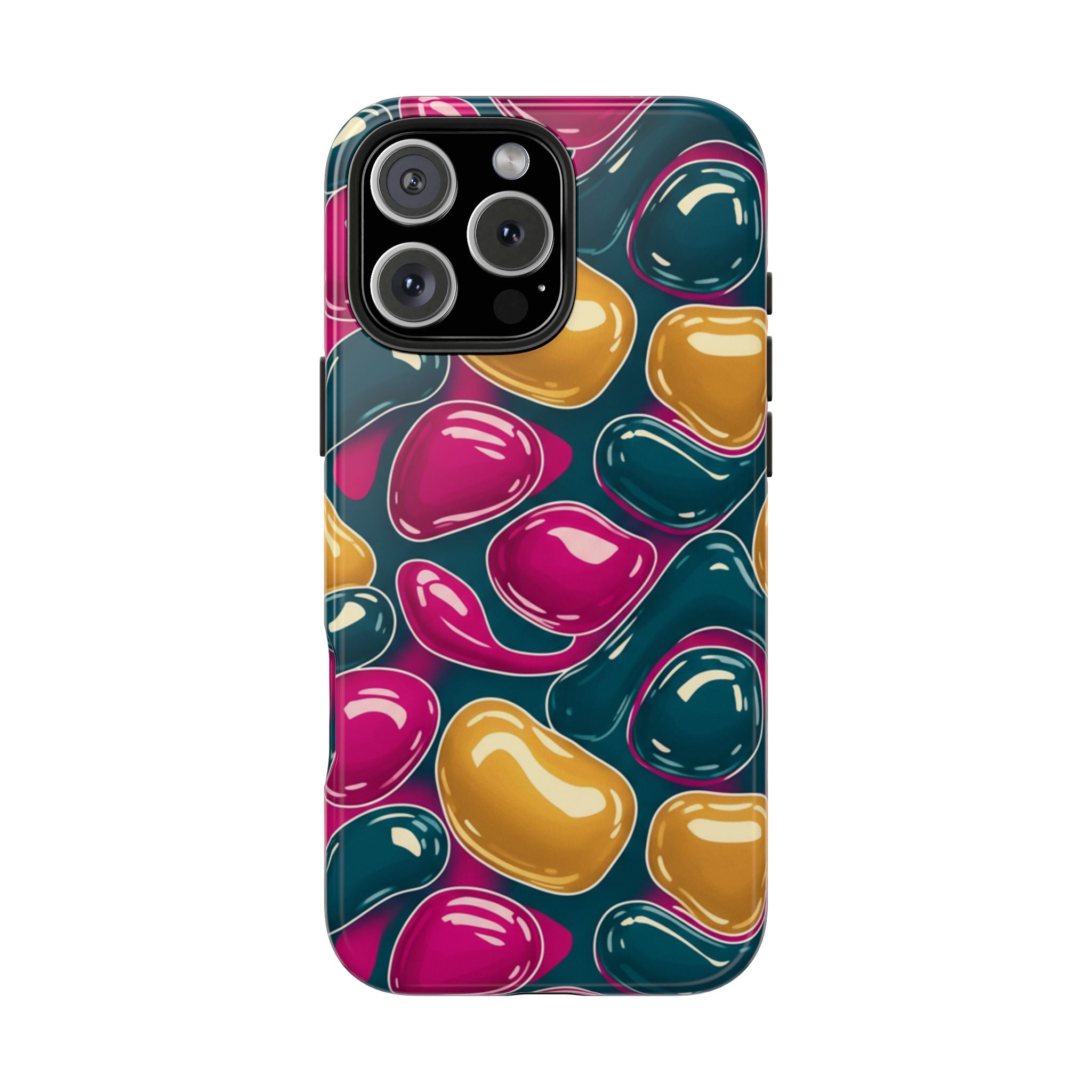 Abstract Colorful Blob Phone Case — Bold Teal, Magenta & Gold Protective Cover