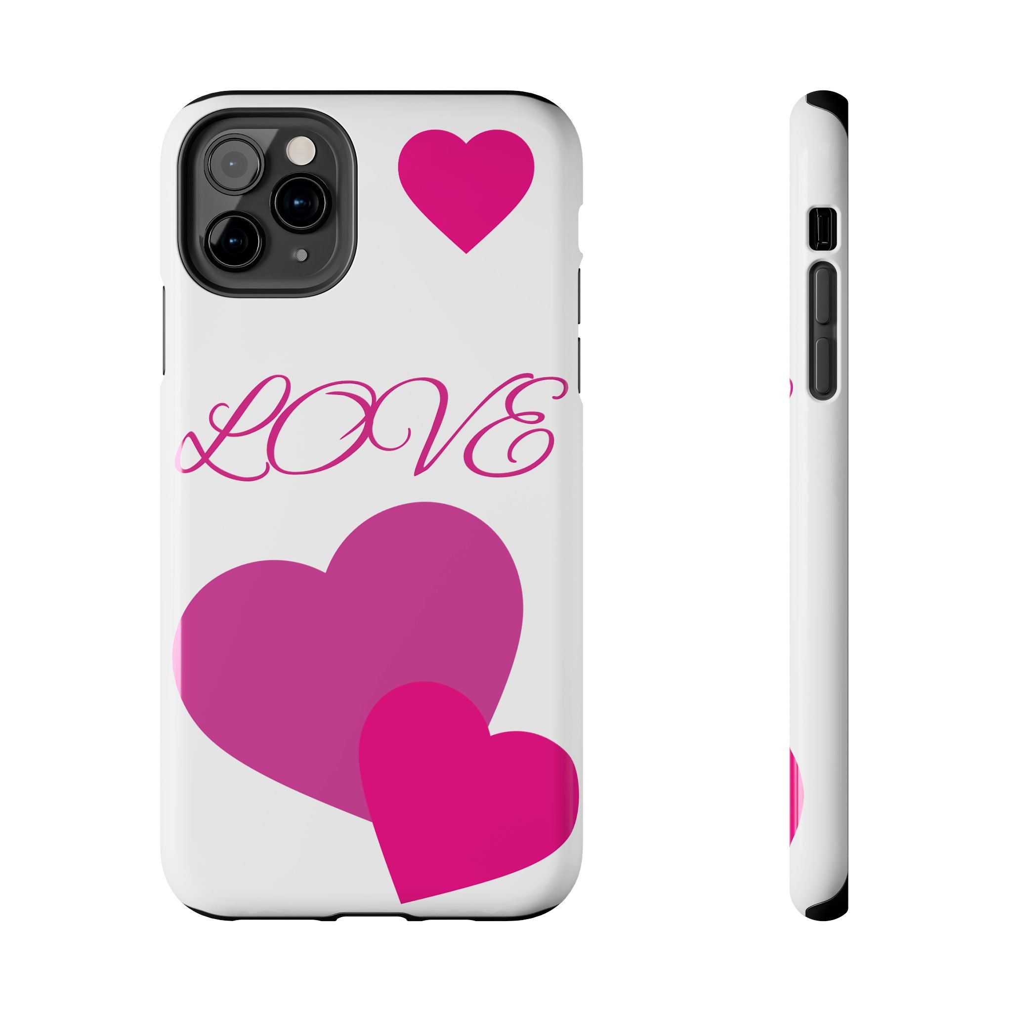 Love Heart Tough Phone Case — Pink Hearts Protective Phone Cover