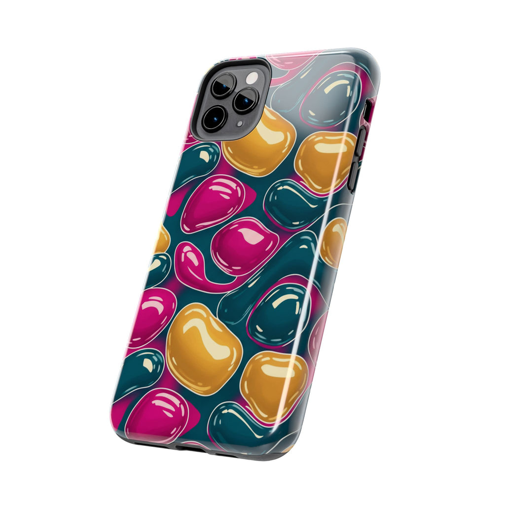 Abstract Colorful Blob Phone Case — Bold Teal, Magenta & Gold Protective Cover
