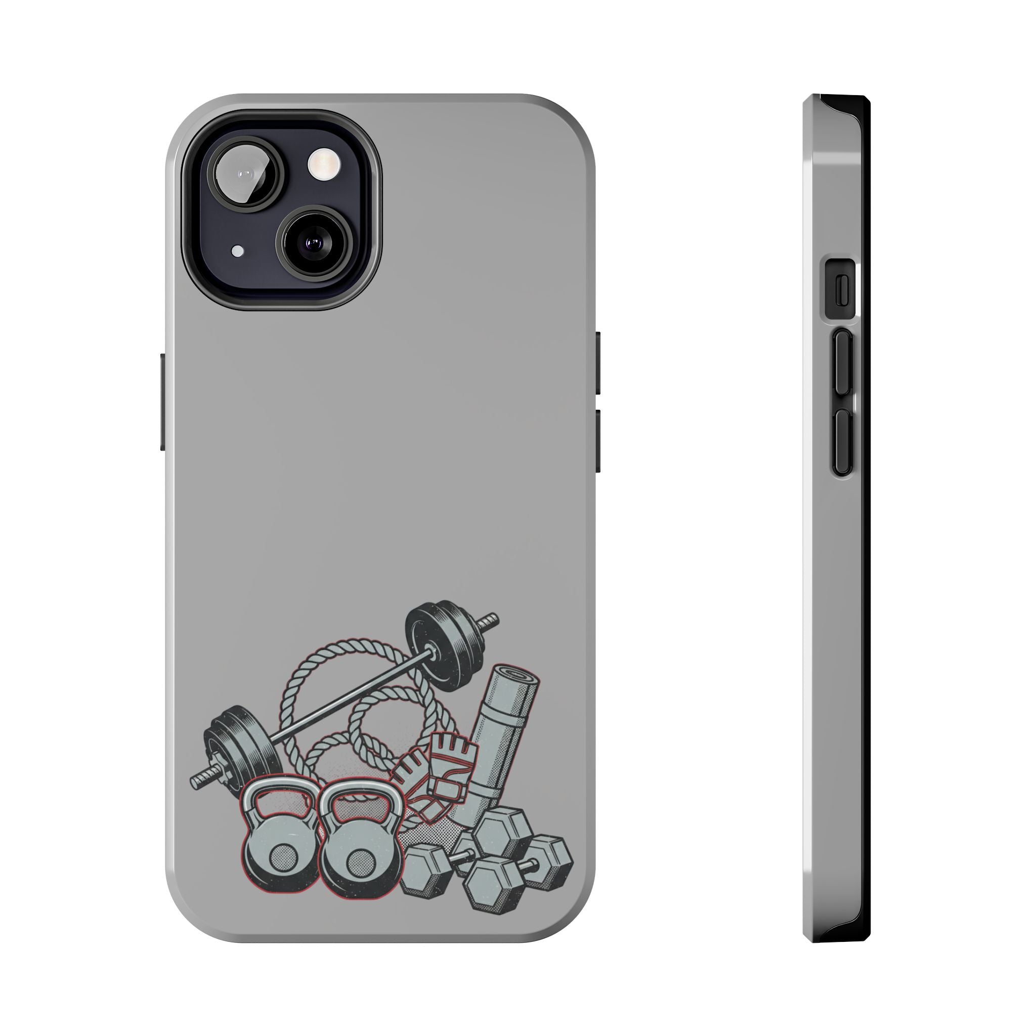 Fitness Gear Tough Phone Case — Dumbbells, Kettlebells & Jump Rope Design