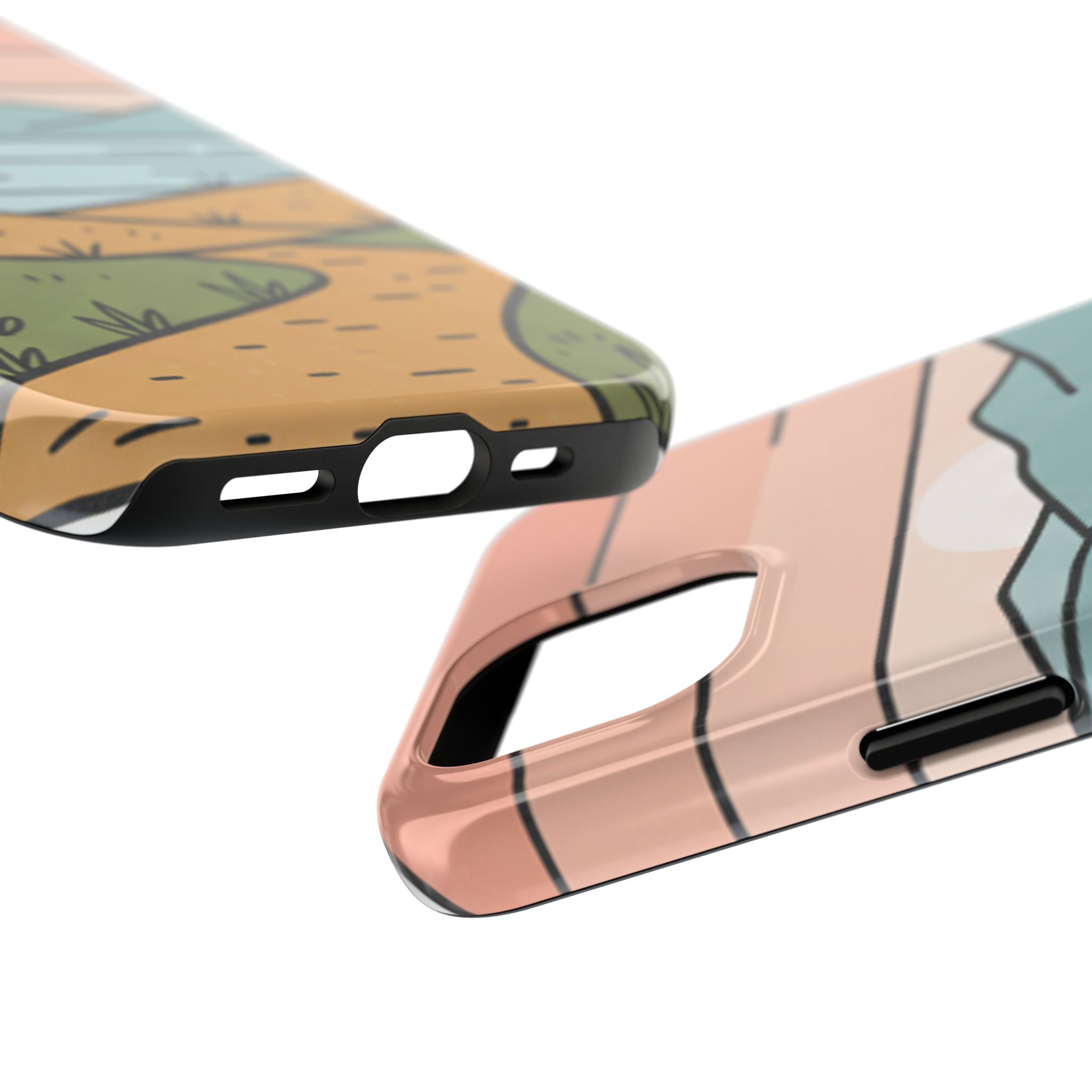 Scenic Path Tough Phone Case — Pastel Lake & Mountain Protective Cover