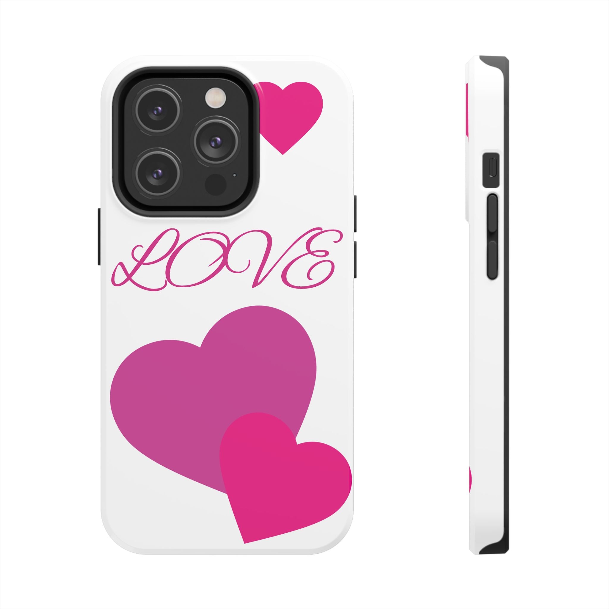 Love Heart Tough Phone Case — Pink Hearts Protective Phone Cover