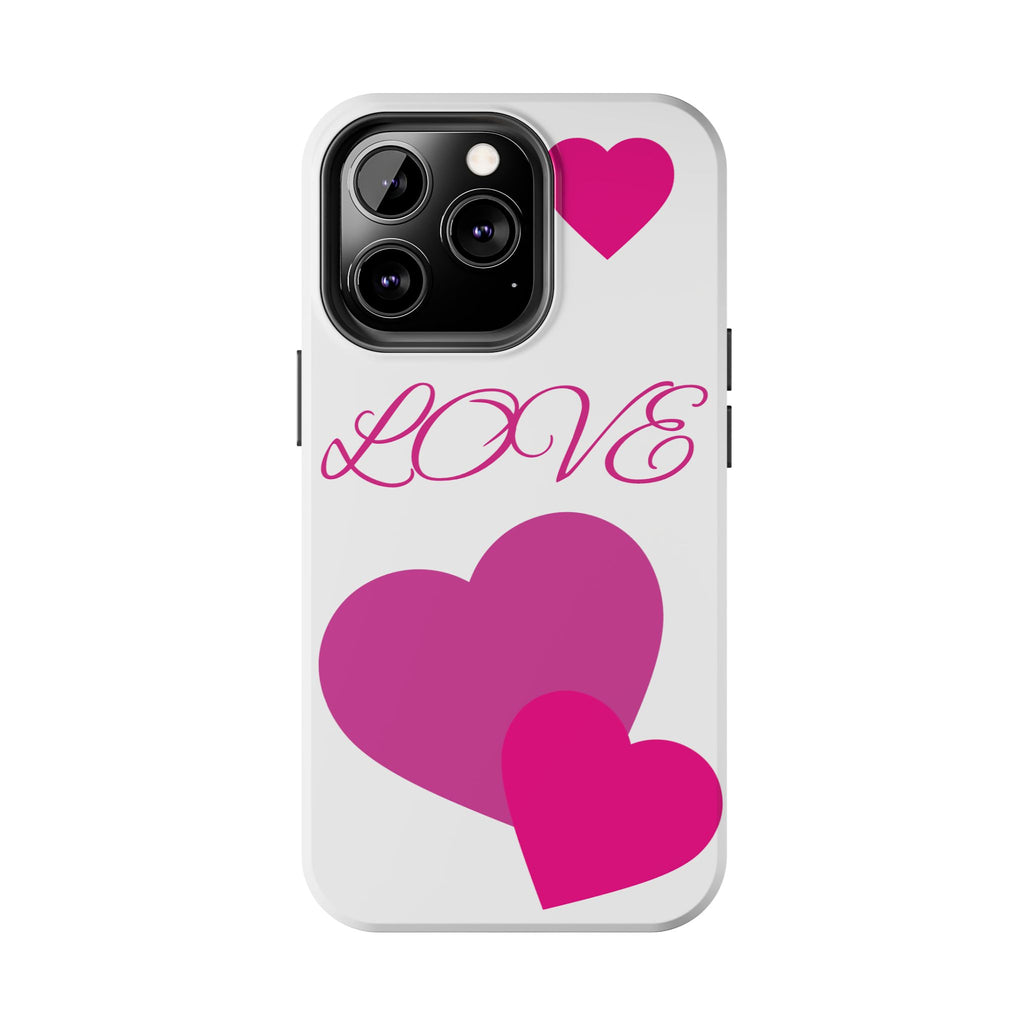 Love Heart Tough Phone Case — Pink Hearts Protective Phone Cover