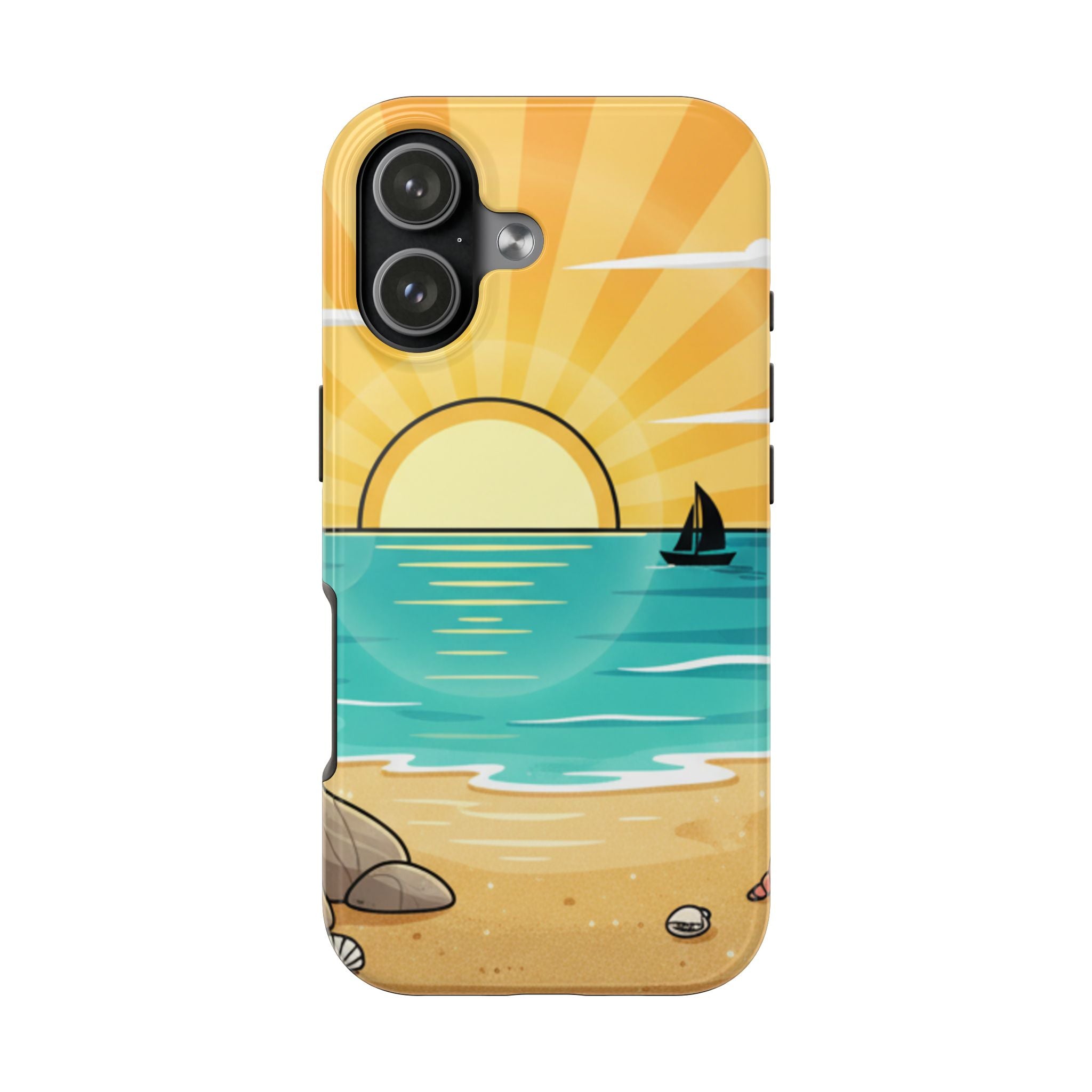 Tough Phone Case — Sunset Beach Sailboat Design