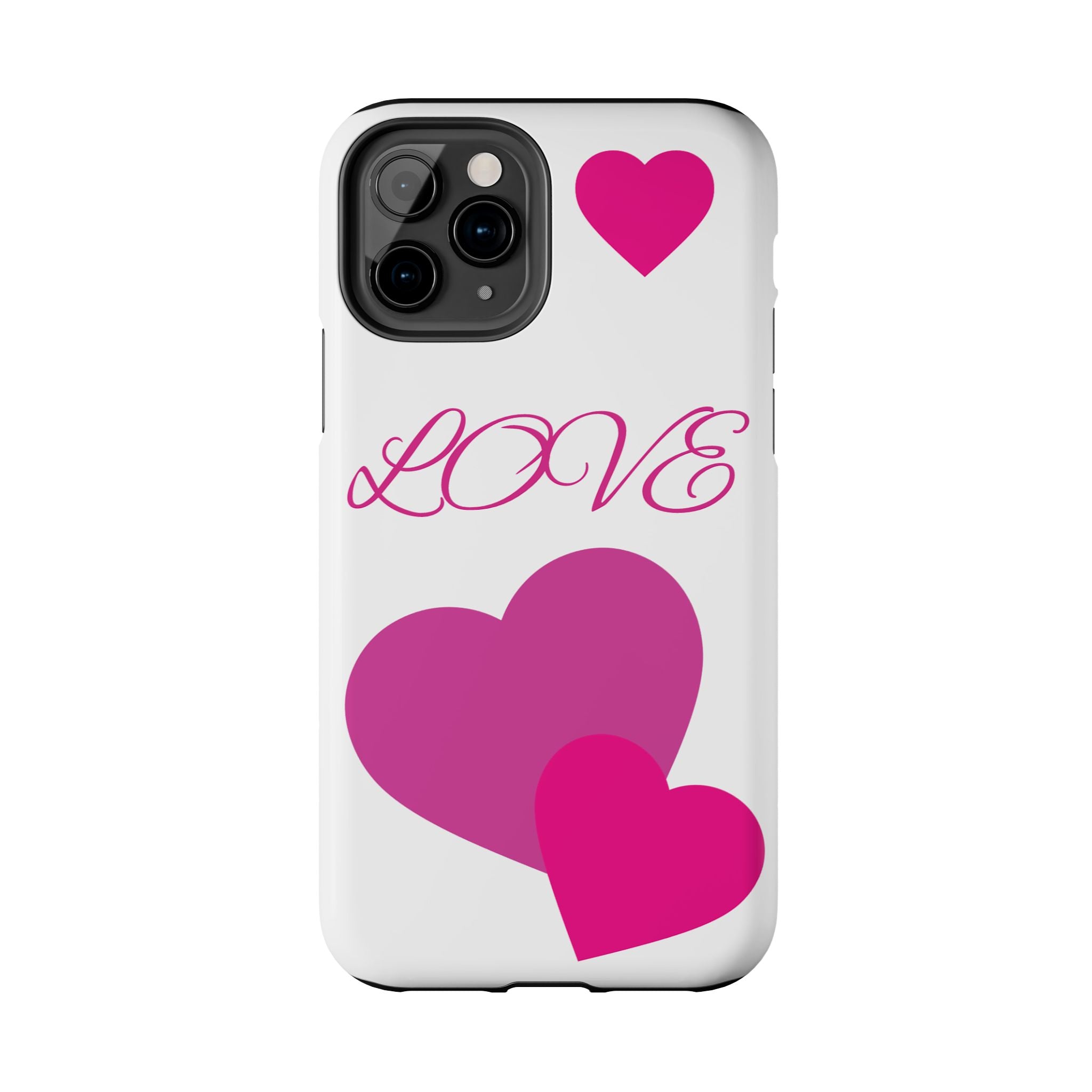 Love Heart Tough Phone Case — Pink Hearts Protective Phone Cover