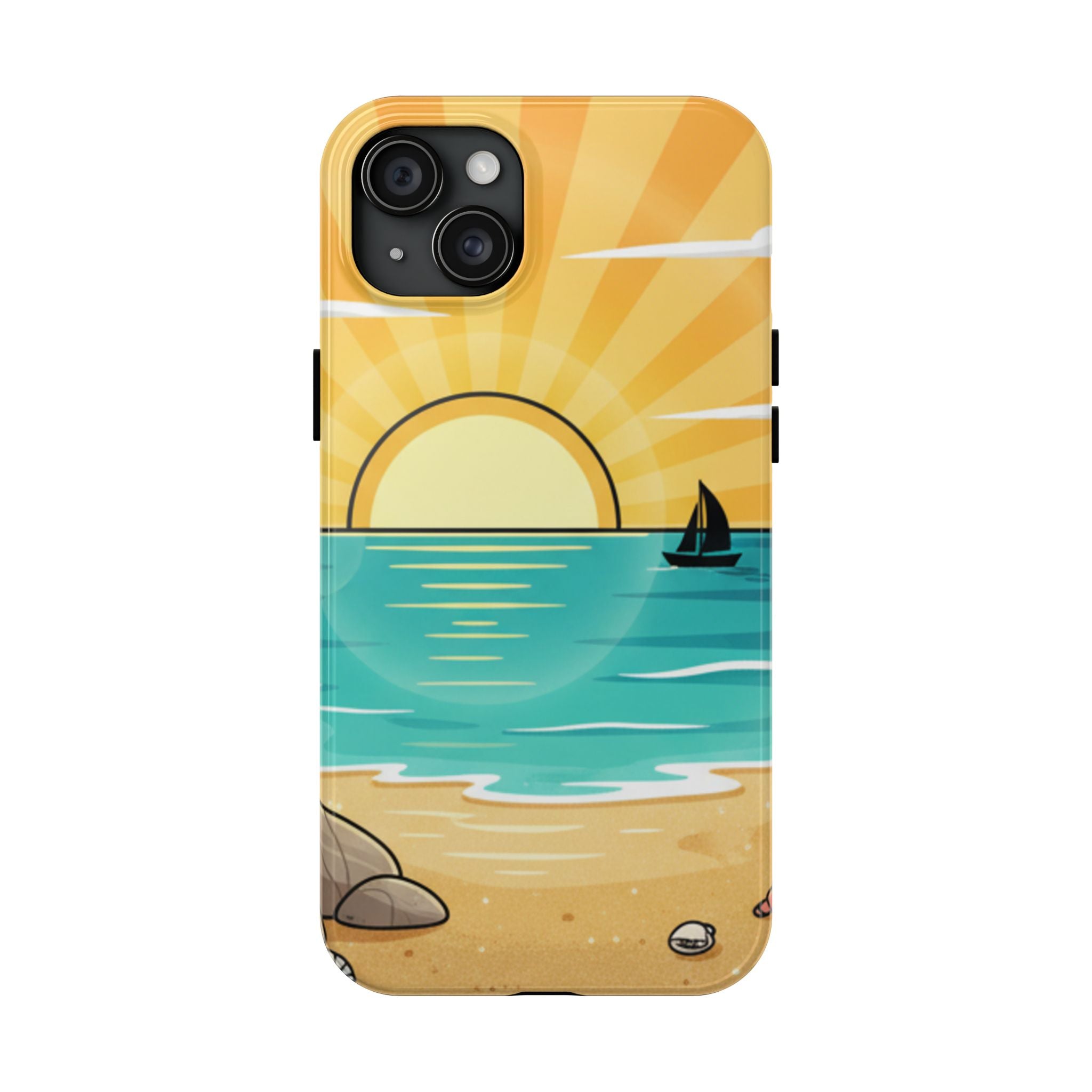 Tough Phone Case — Sunset Beach Sailboat Design