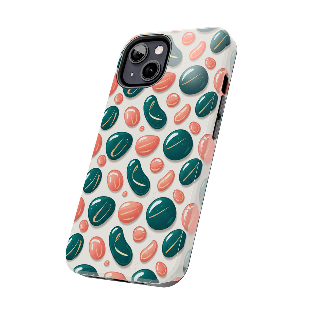 Abstract Pebble Pattern Tough Phone Case — Coral & Teal Protective Cover