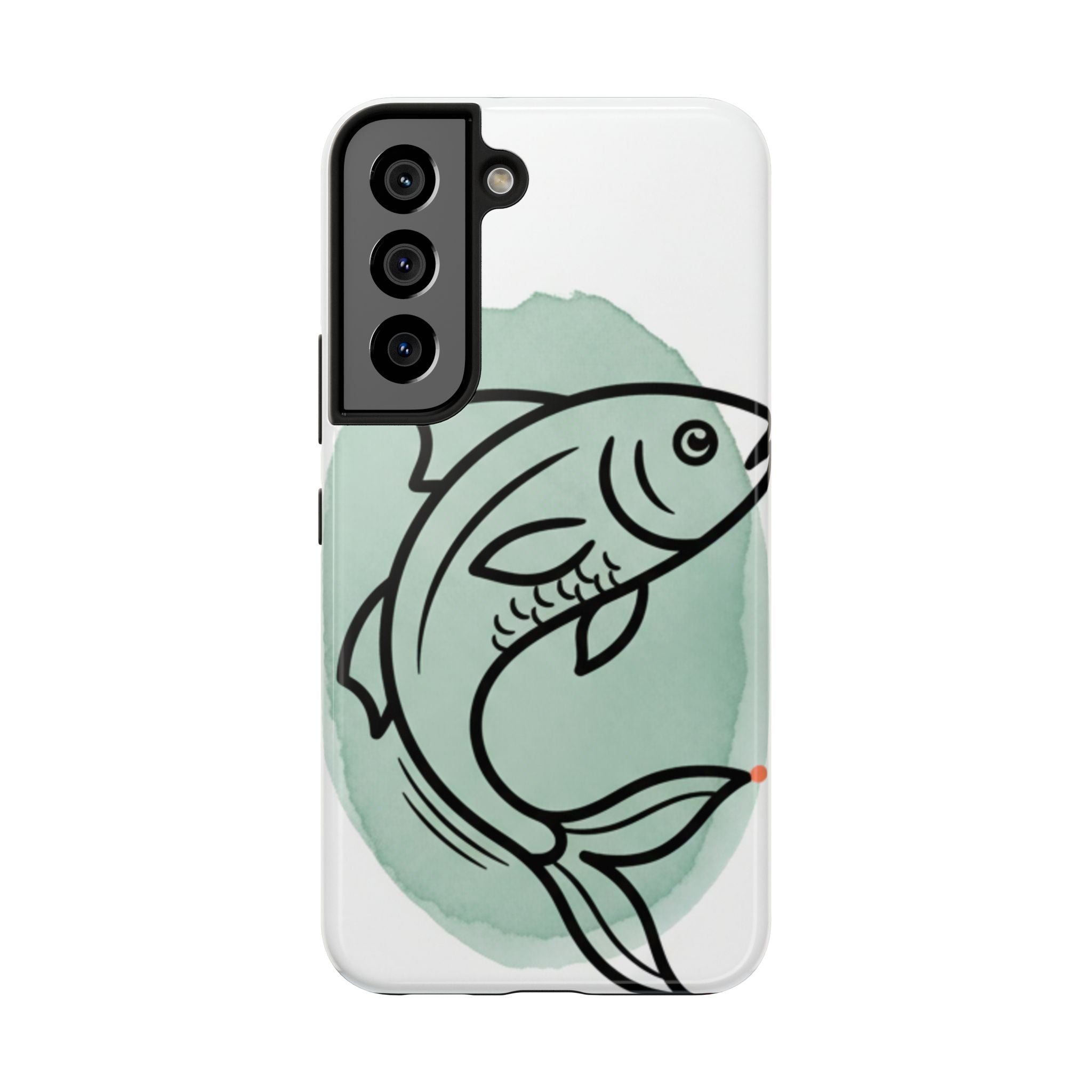 Fish Silhouette Tough Phone Case — Minimalist Aqua Watercolor Design