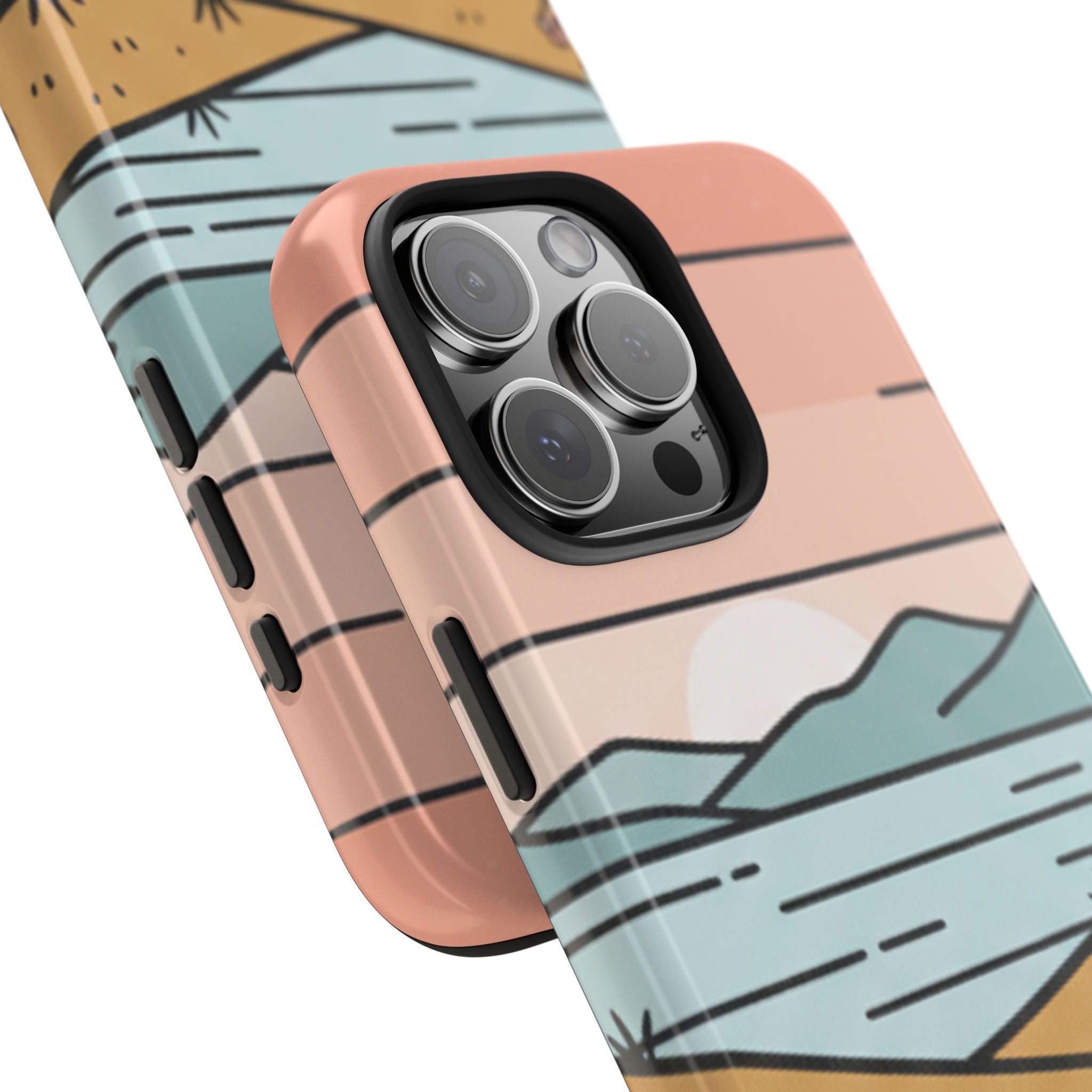 Scenic Path Tough Phone Case — Pastel Lake & Mountain Protective Cover