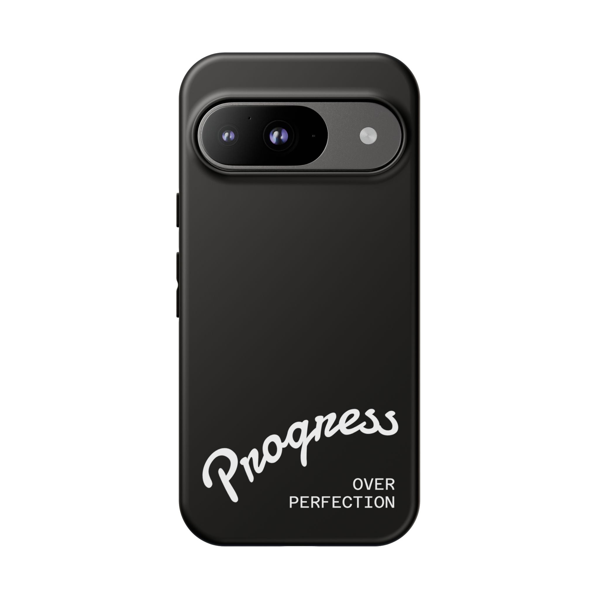 Phone Case - "Progress Over Perfection" Glossy Black Protective Cover
