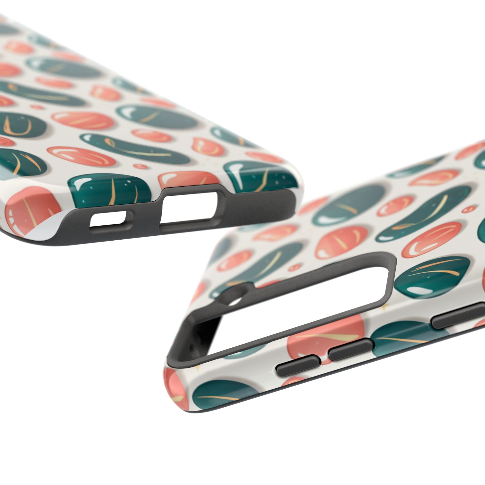 Abstract Pebble Pattern Tough Phone Case — Coral & Teal Protective Cover