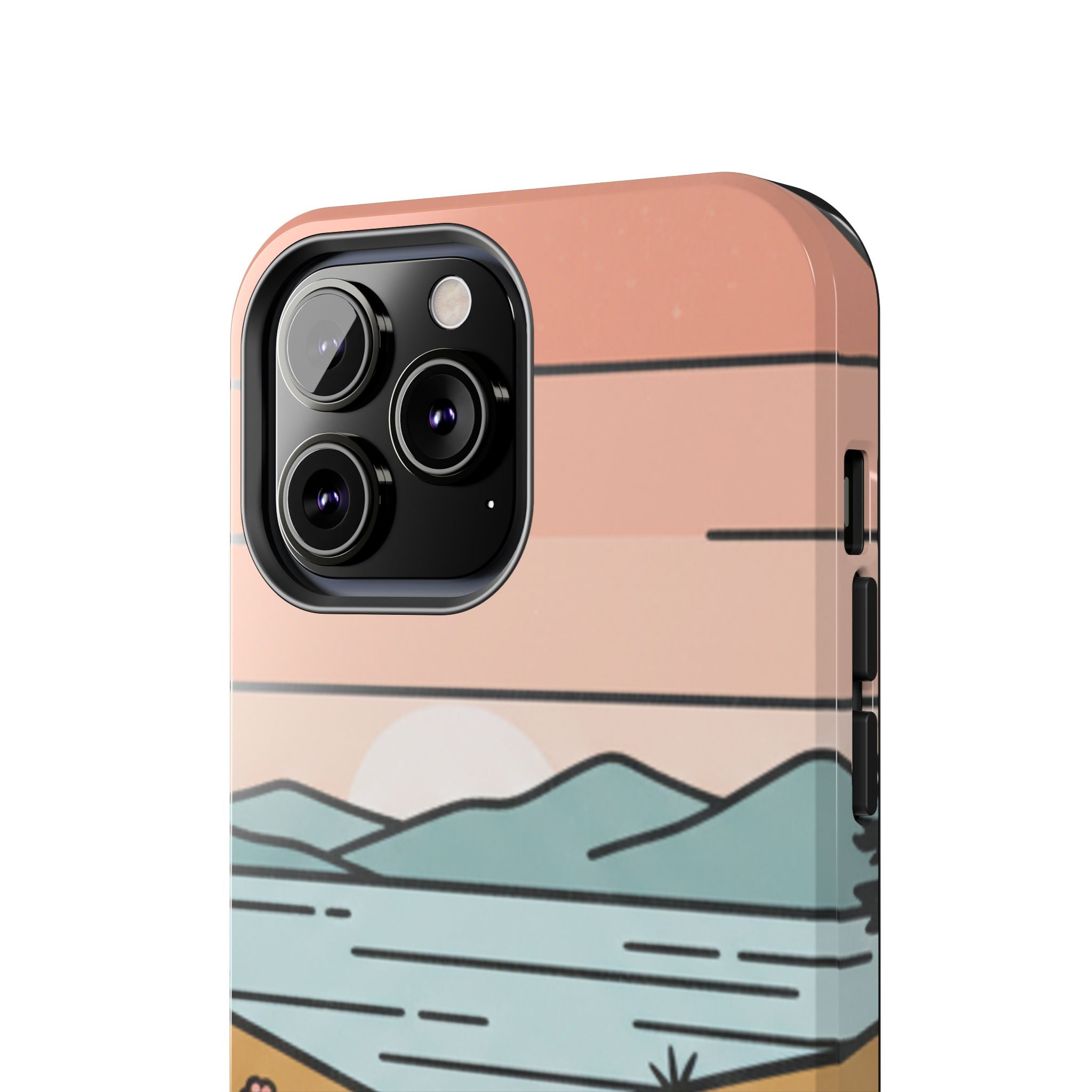Scenic Path Tough Phone Case — Pastel Lake & Mountain Protective Cover