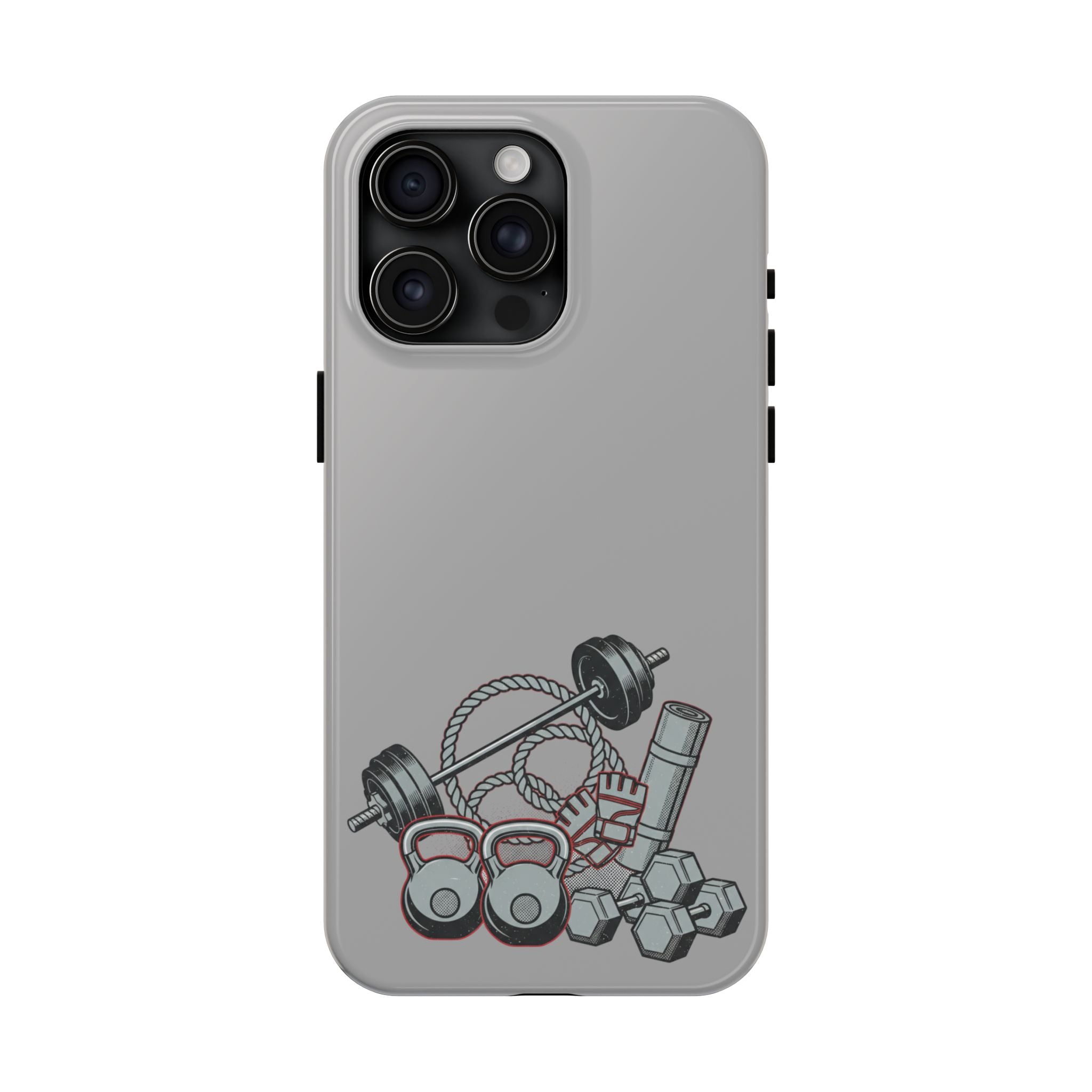 Fitness Gear Tough Phone Case — Dumbbells, Kettlebells & Jump Rope Design