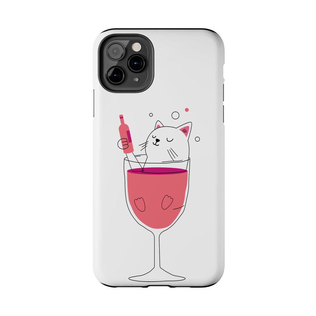 Cat Wine Phone Case — Cute Cat in Wine Glass Protective Case