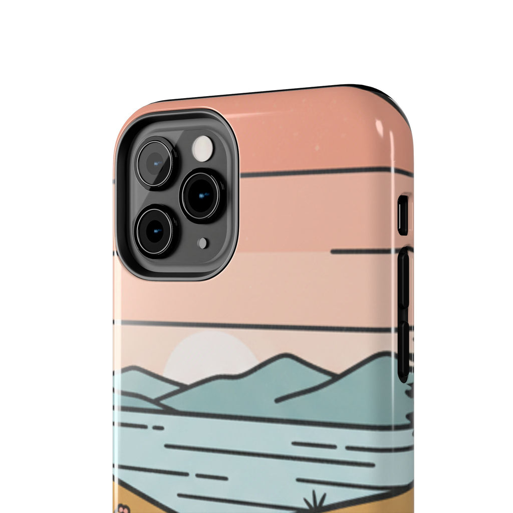 Scenic Path Tough Phone Case — Pastel Lake & Mountain Protective Cover