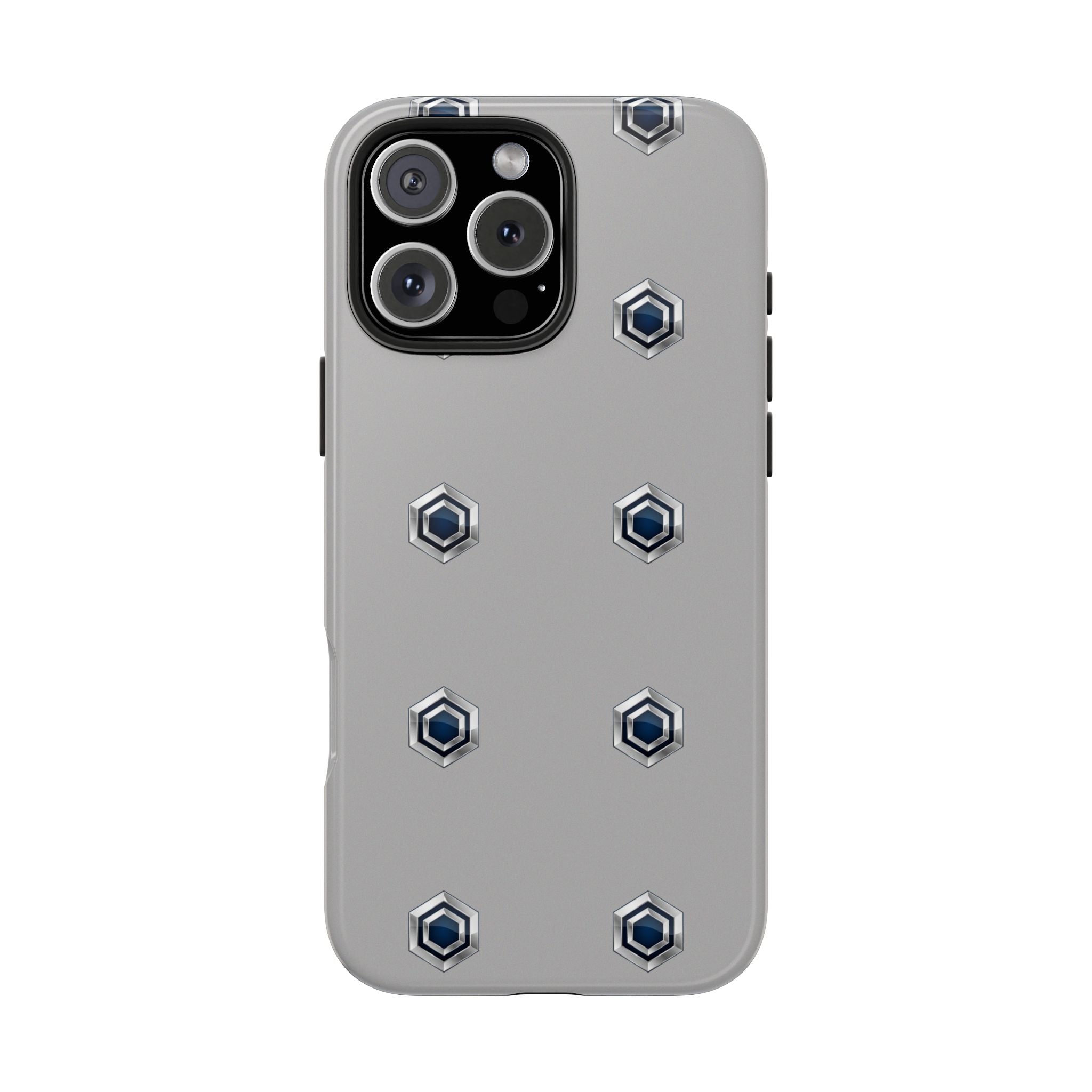 Tough Phone Case — Minimal Hex Rivet Armor (Gray)