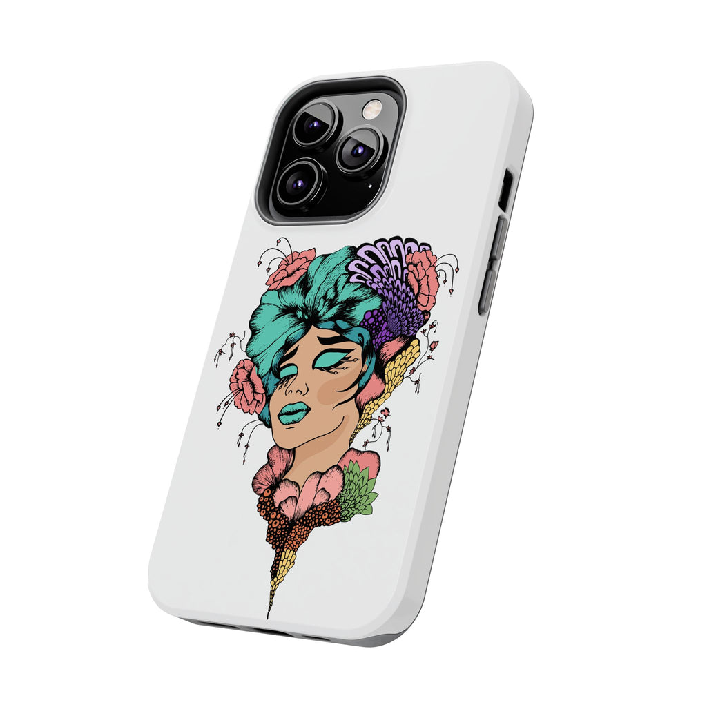 Tough Phone Case — Floral Pop Art Portrait Protective Cover