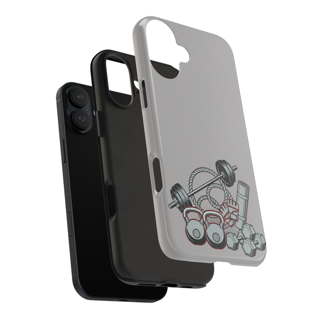 Fitness Gear Tough Phone Case — Dumbbells, Kettlebells & Jump Rope Design