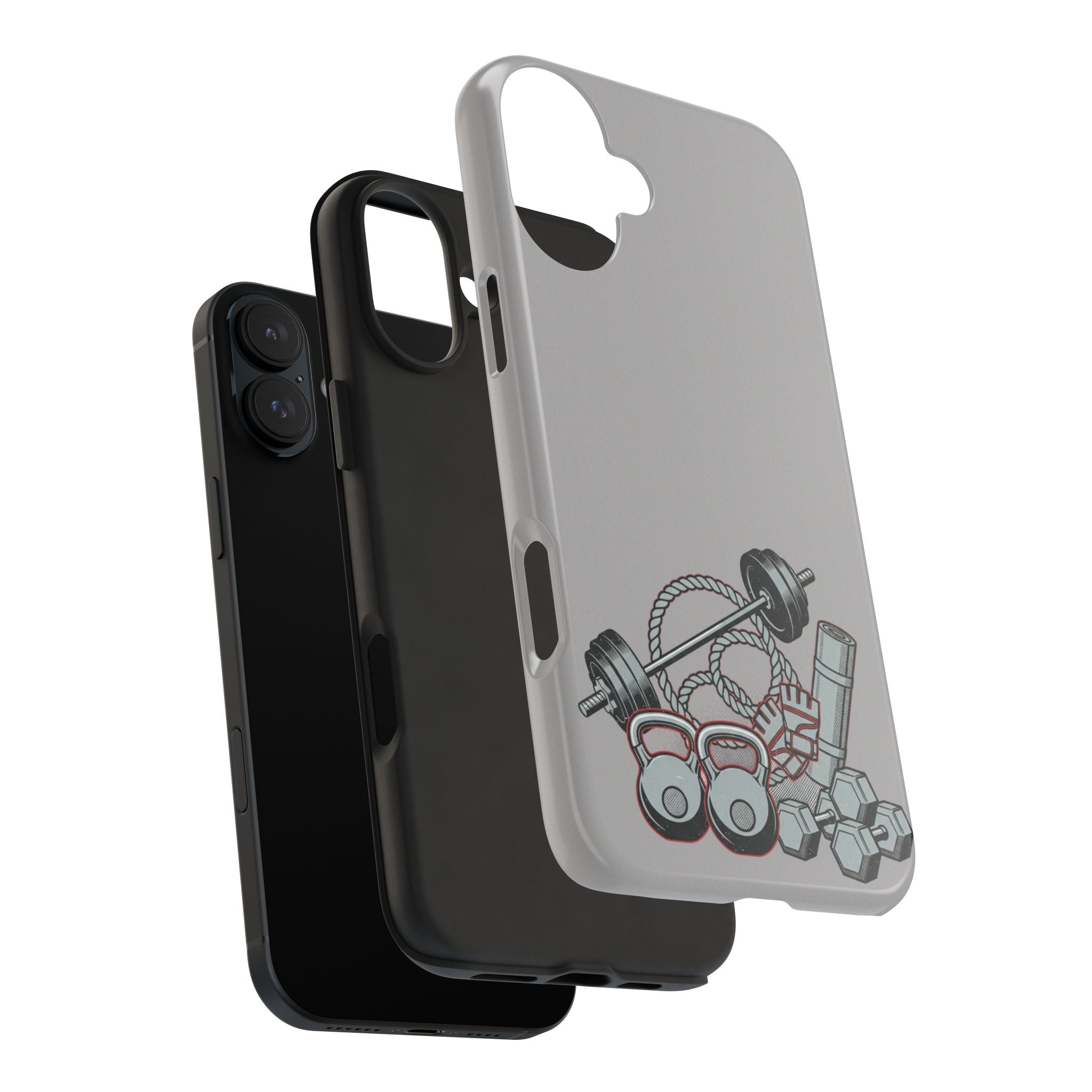 Fitness Gear Tough Phone Case — Dumbbells, Kettlebells & Jump Rope Design