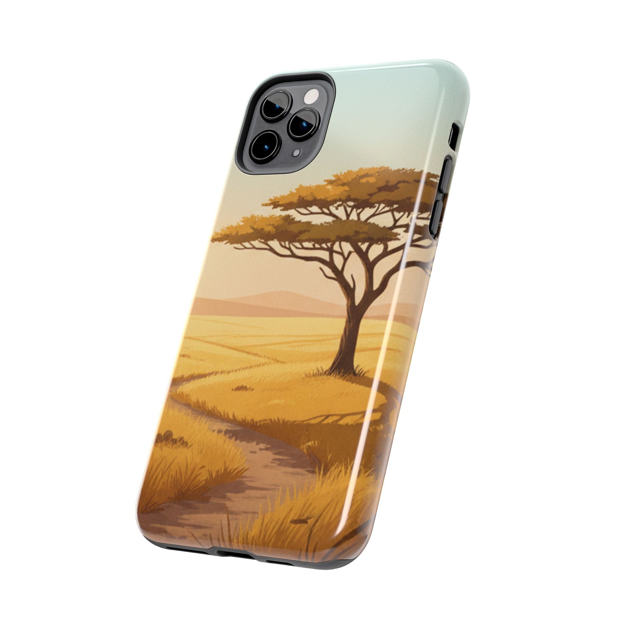 Safari Sunset Tough Phone Case — African Savanna Tree Design