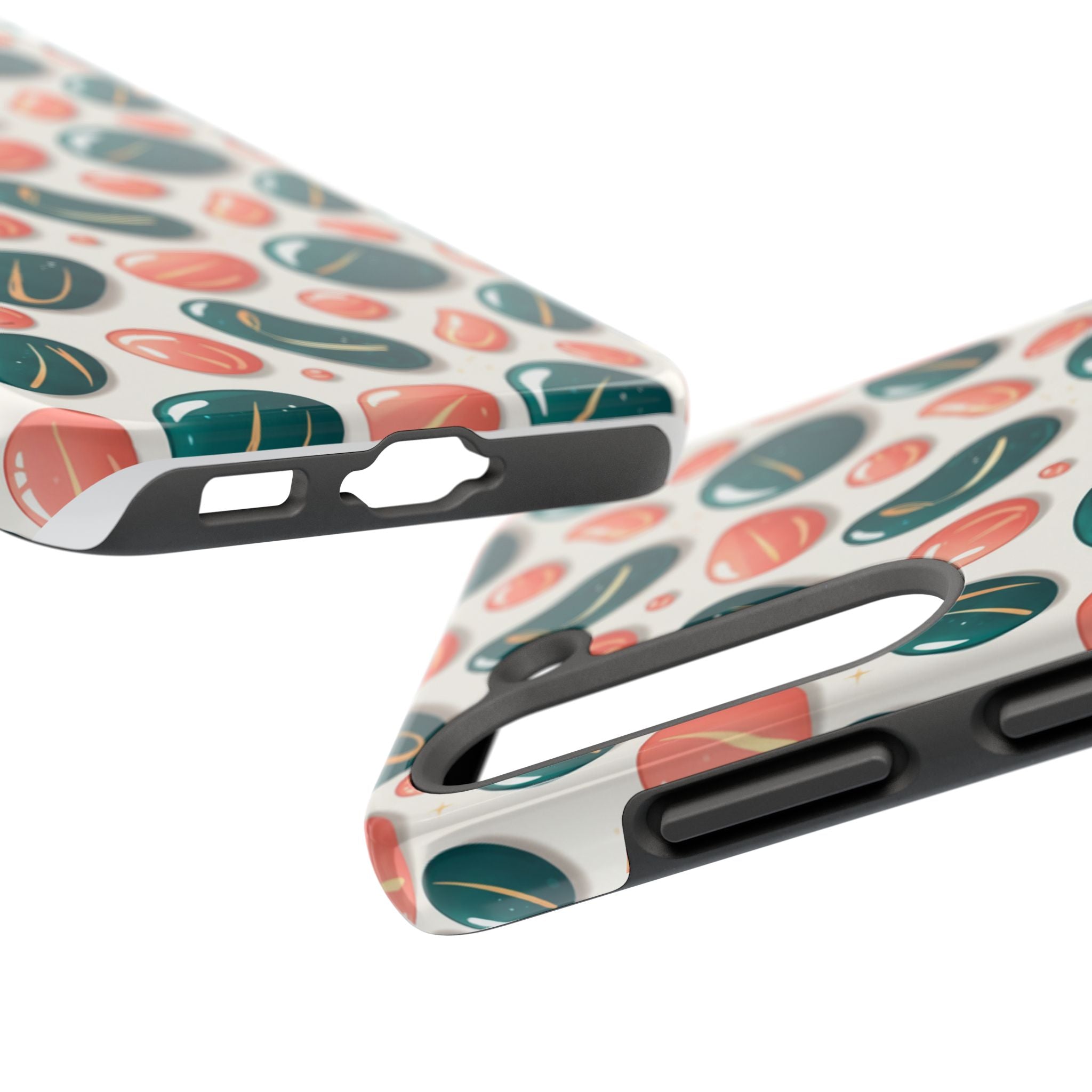Abstract Pebble Pattern Tough Phone Case — Coral & Teal Protective Cover