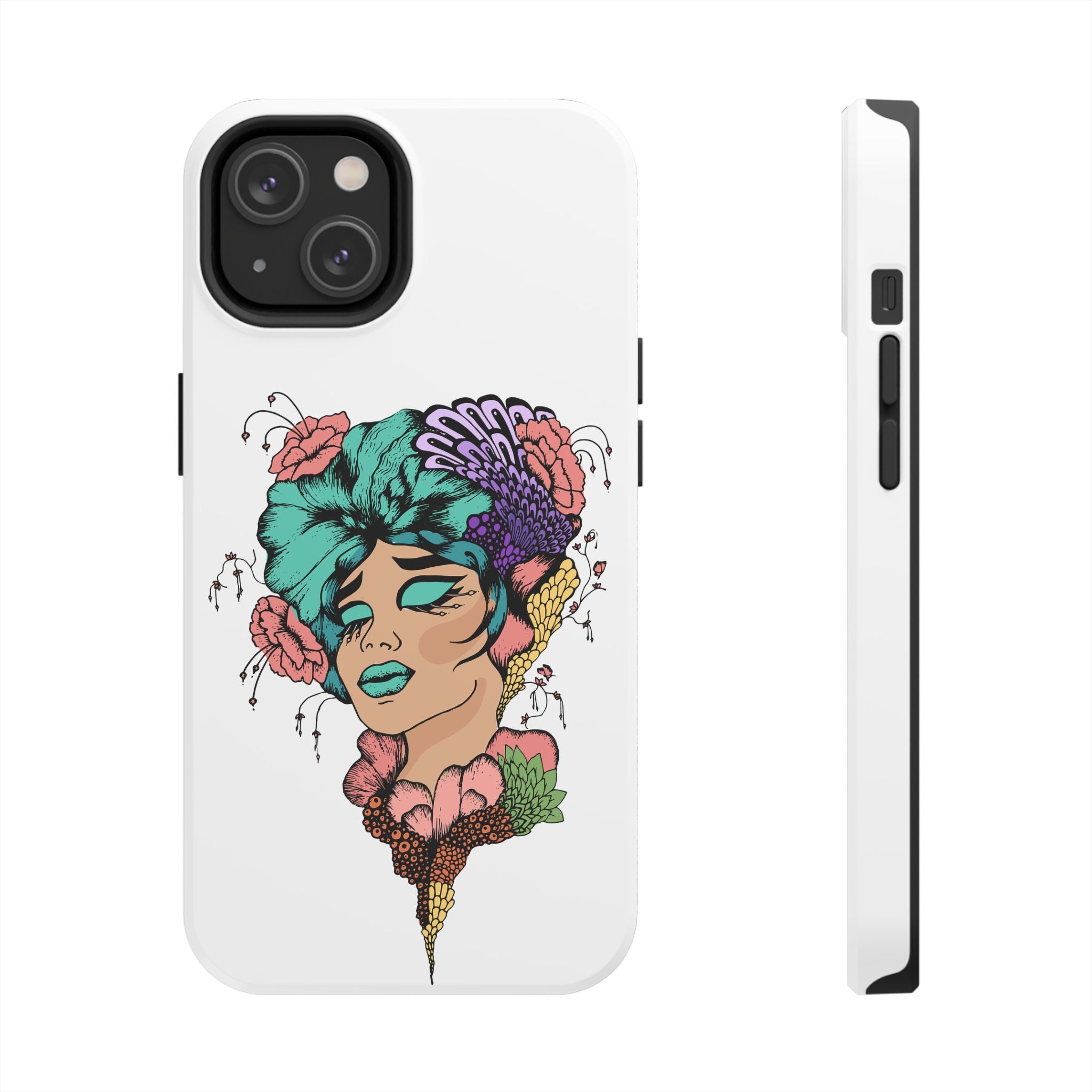 Tough Phone Case — Floral Pop Art Portrait Protective Cover
