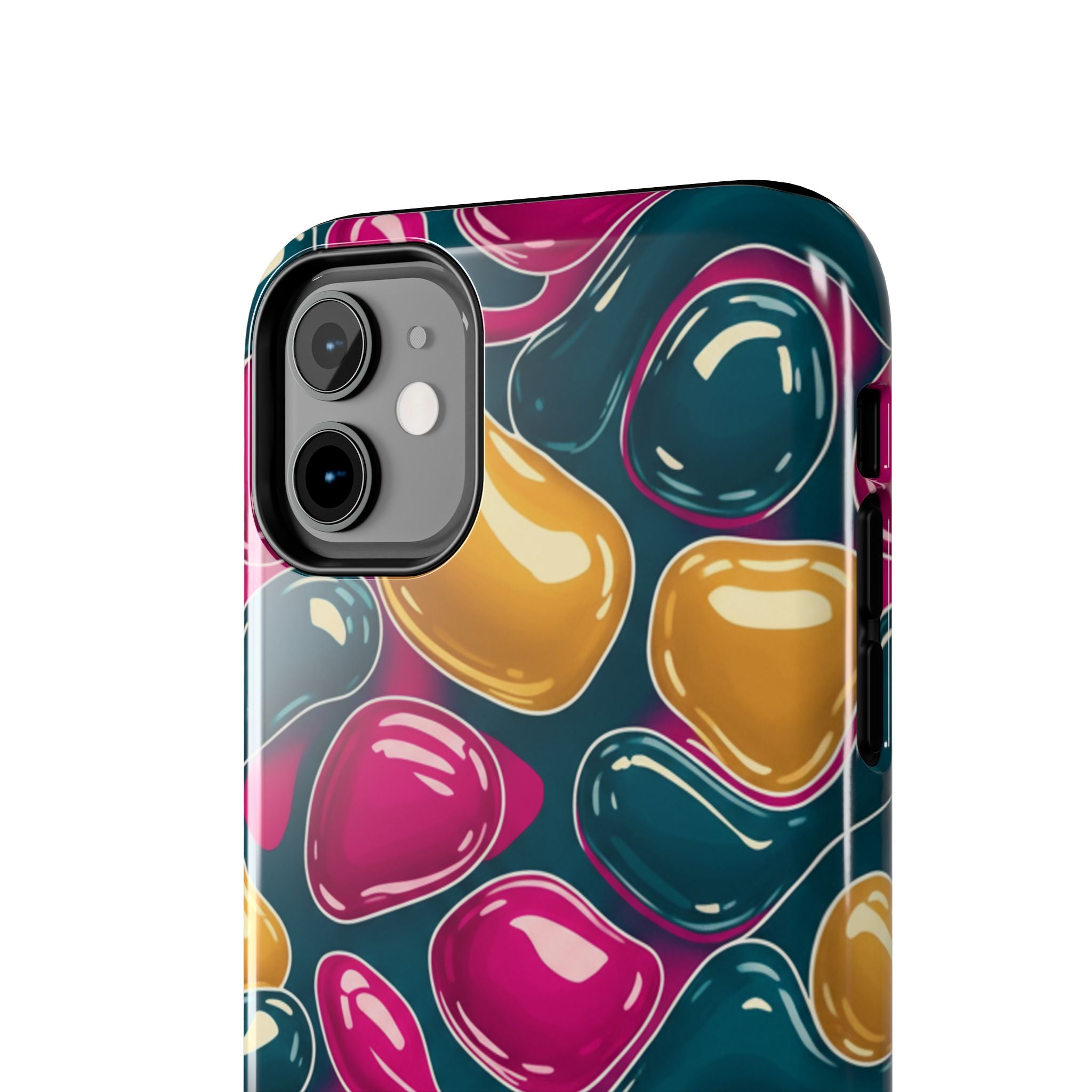 Abstract Colorful Blob Phone Case — Bold Teal, Magenta & Gold Protective Cover