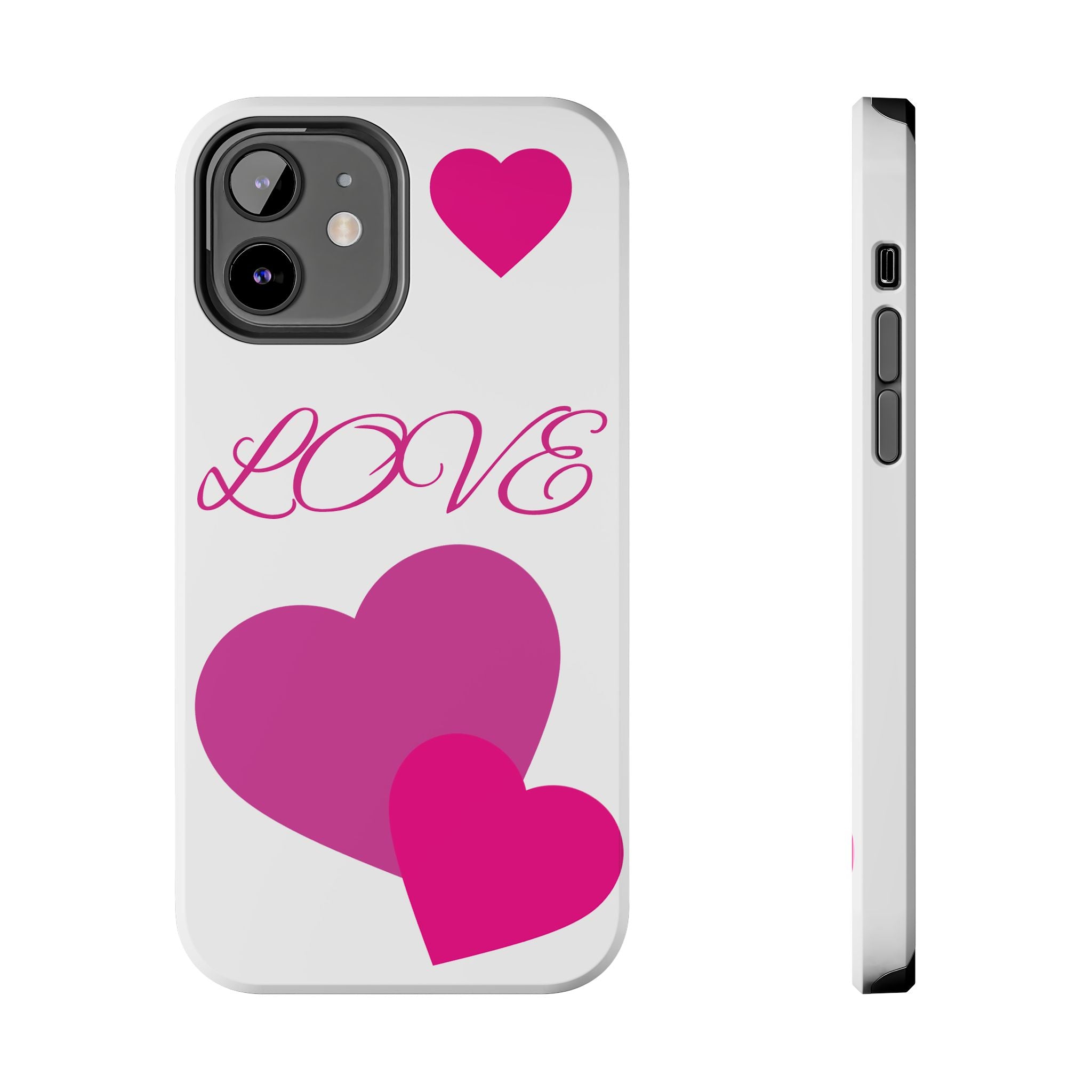 Love Heart Tough Phone Case — Pink Hearts Protective Phone Cover
