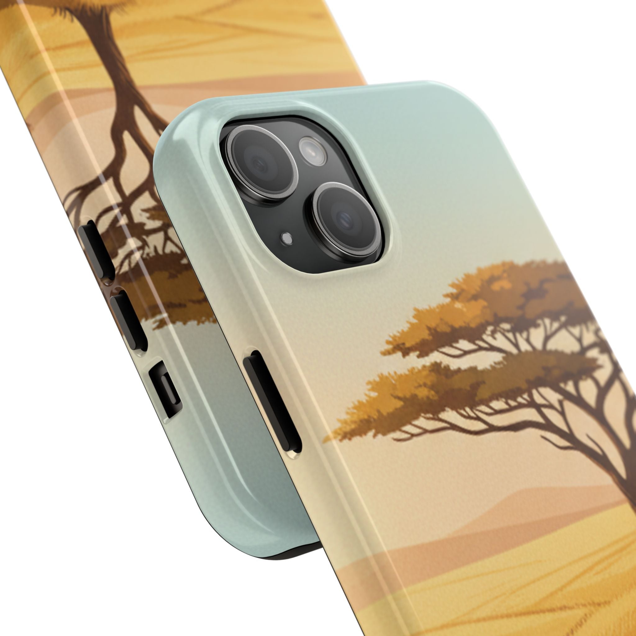 Safari Sunset Tough Phone Case — African Savanna Tree Design