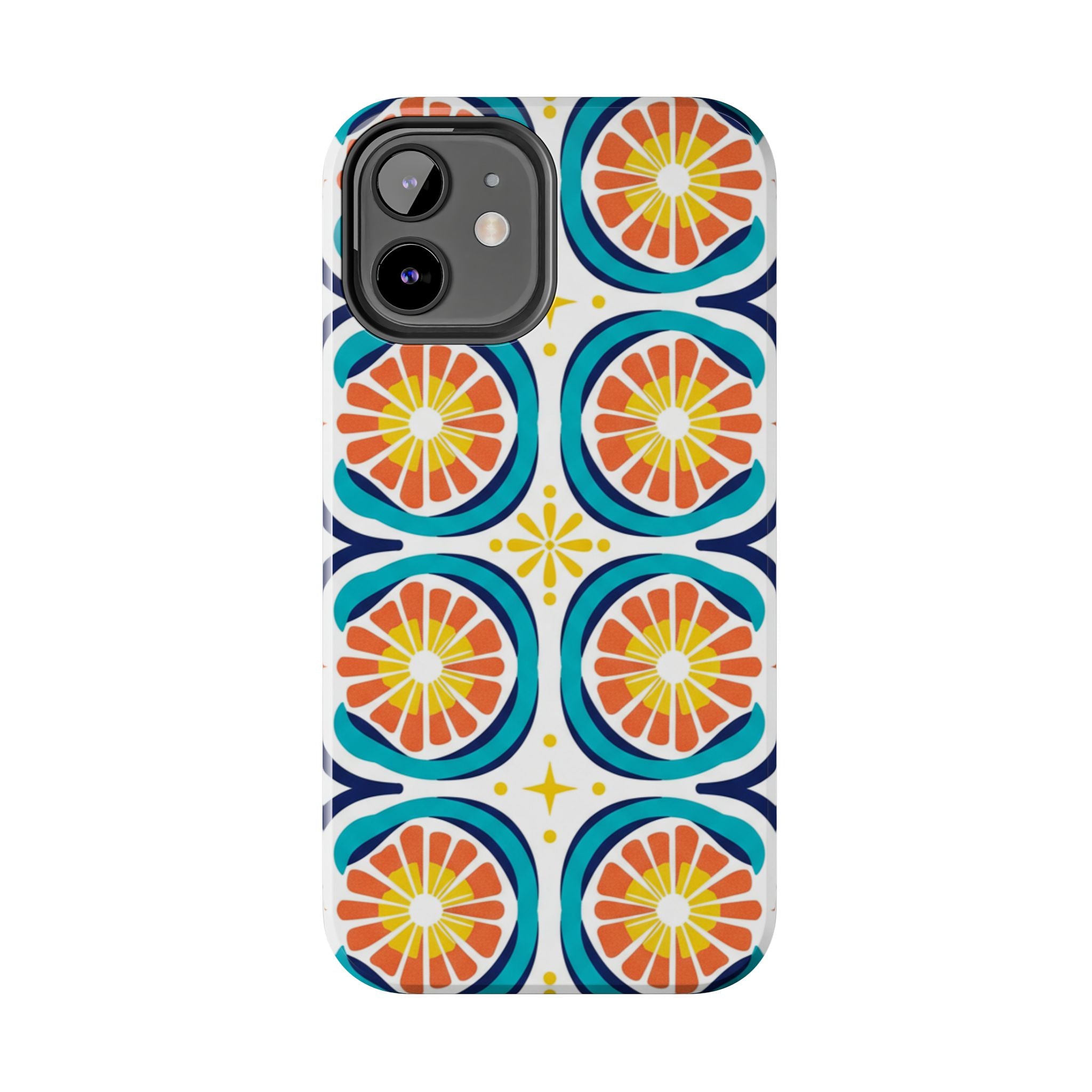 Citrus Tile Tough Phone Case — Colorful Retro Orange Slice Pattern