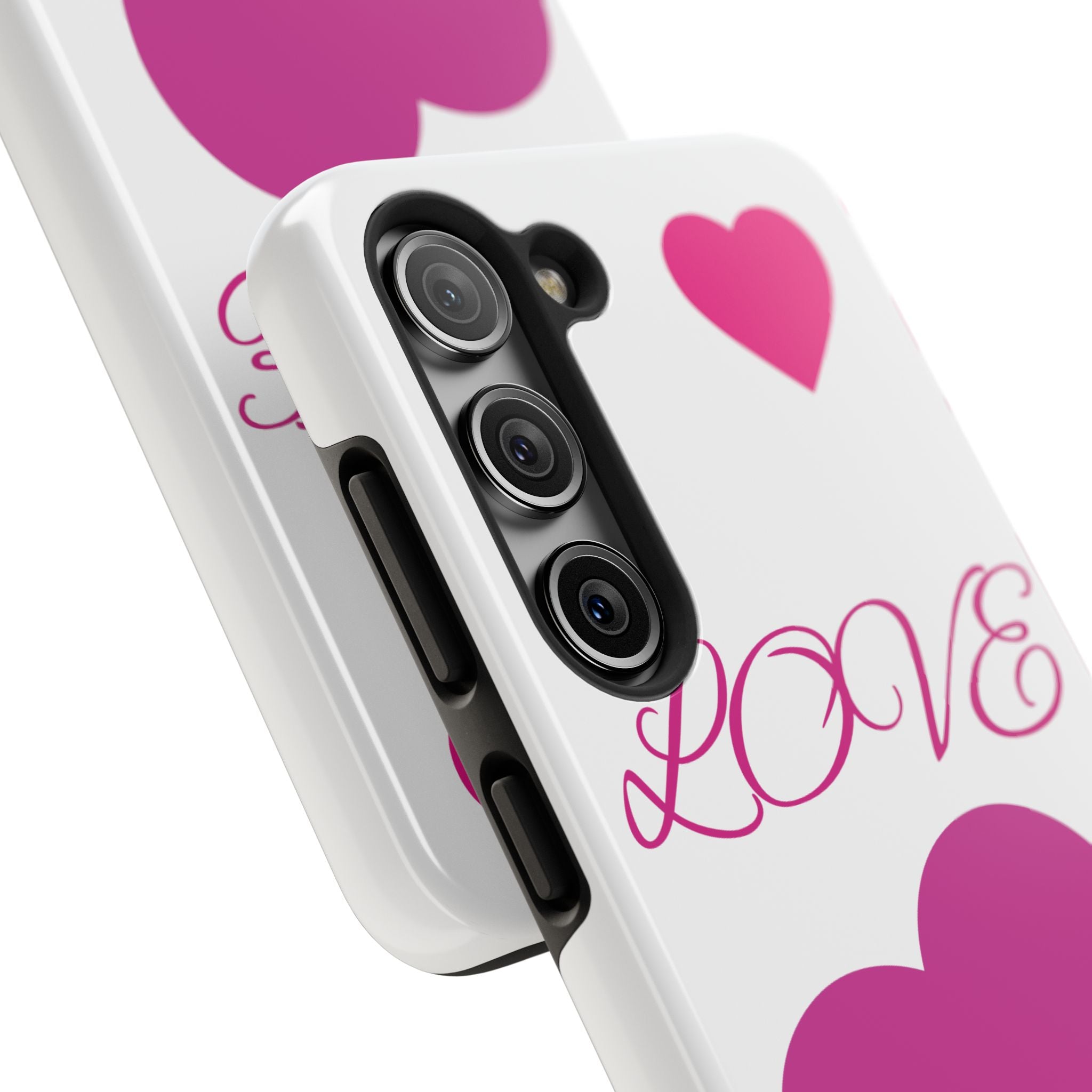 Love Heart Tough Phone Case — Pink Hearts Protective Phone Cover
