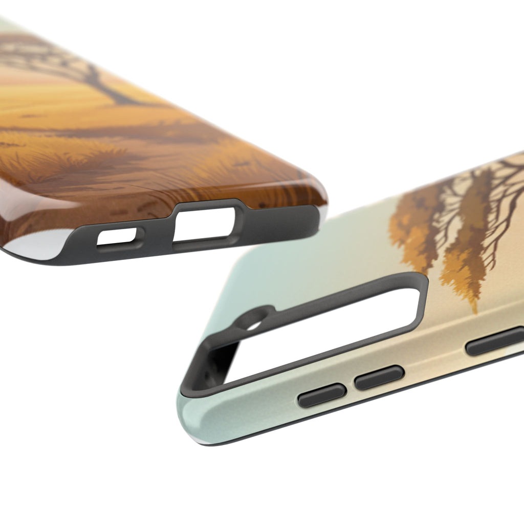 Safari Sunset Tough Phone Case — African Savanna Tree Design