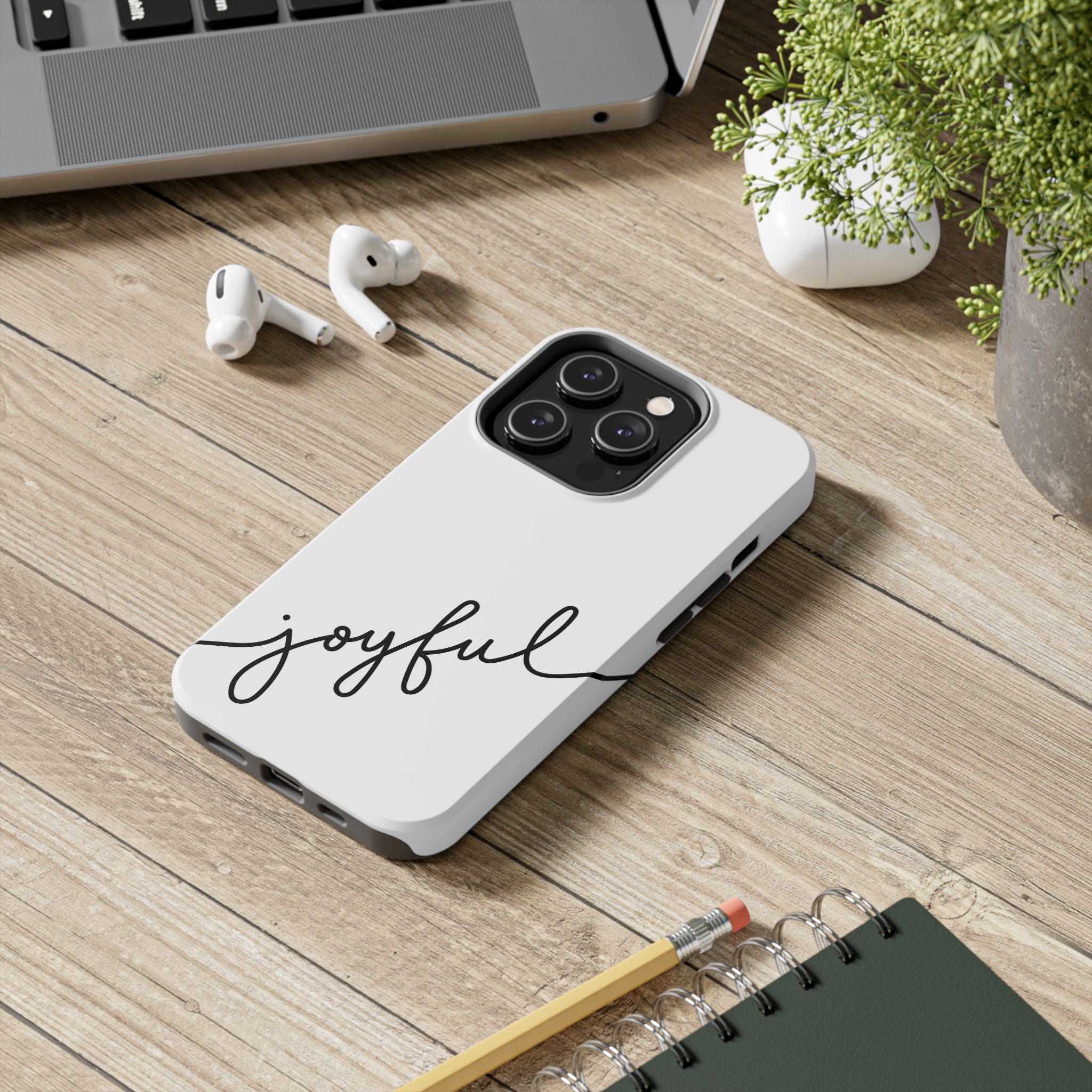 Joyful Tough Phone Case — Minimal Script Protective Phone Cover
