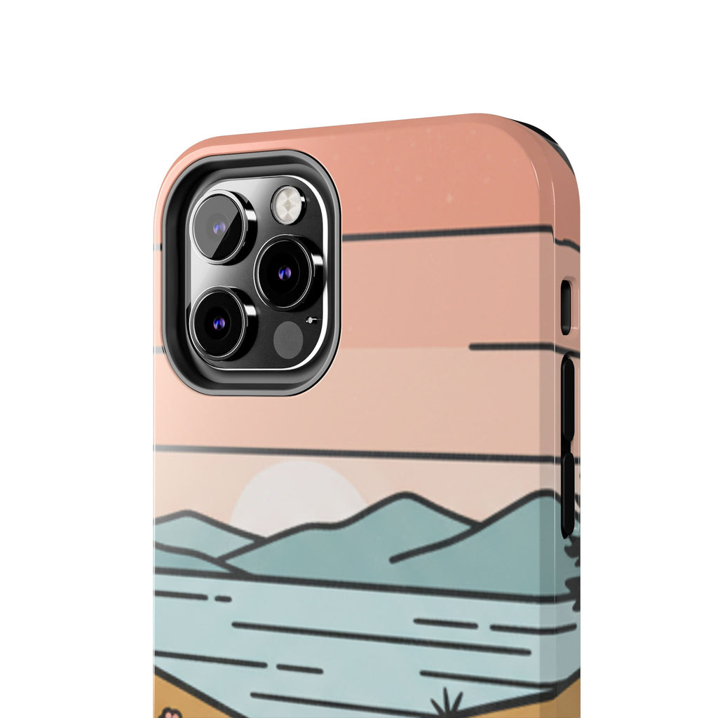 Scenic Path Tough Phone Case — Pastel Lake & Mountain Protective Cover