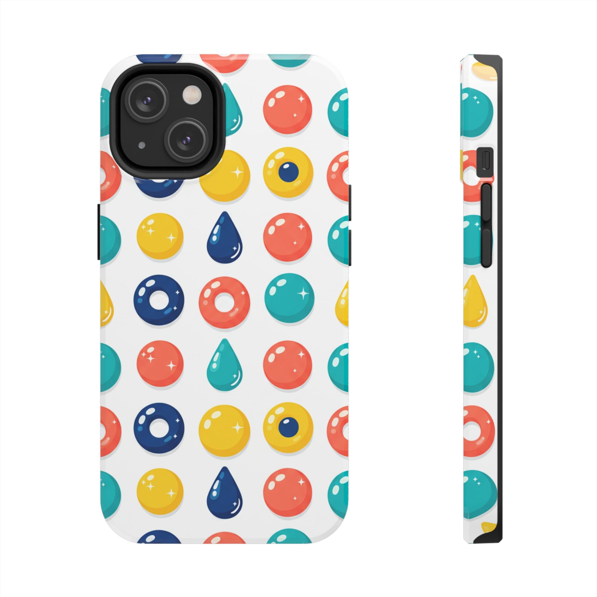 Colorful Candy Dot Tough Phone Case — Bright Retro Polka Drop Design