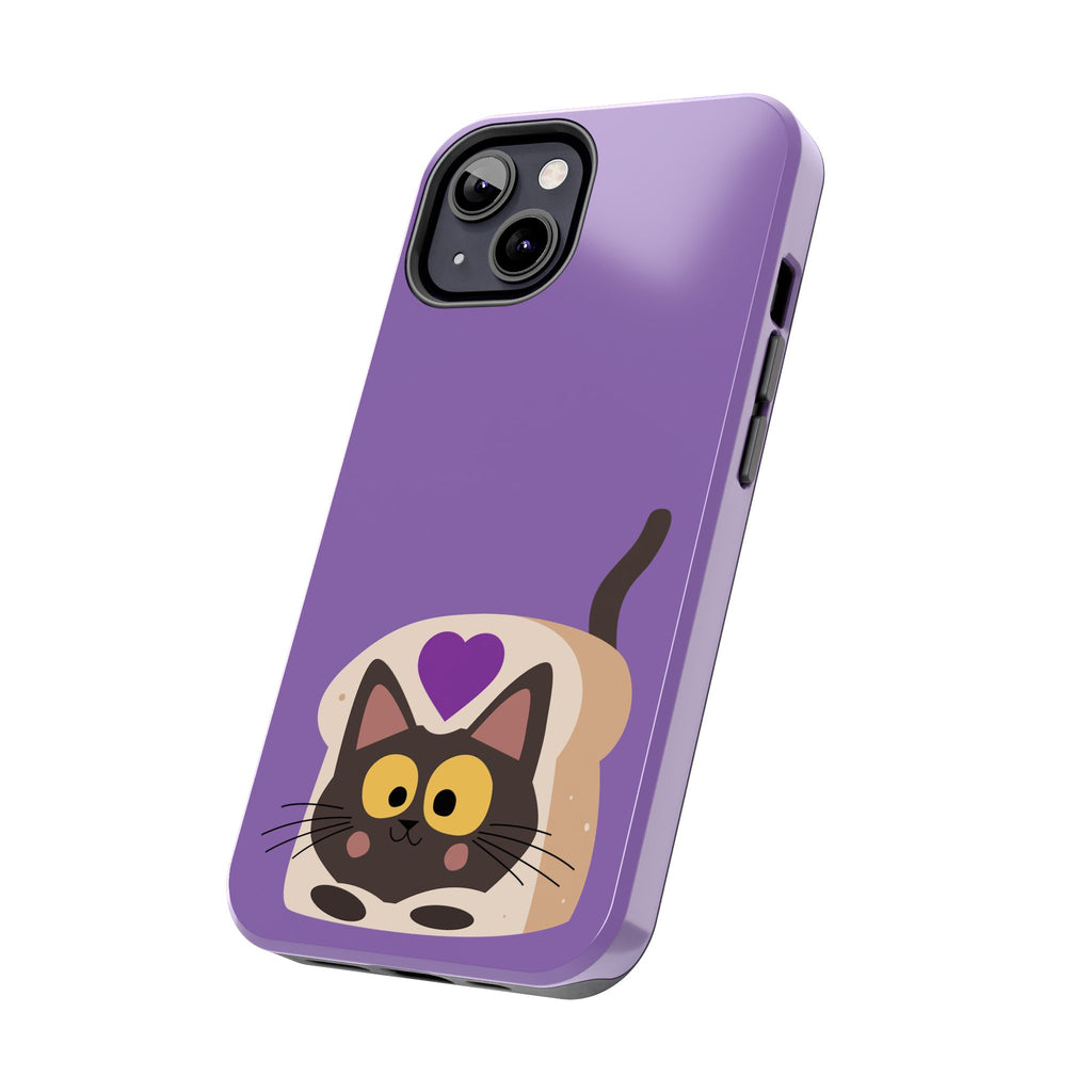 Purple Cute Cat-in-Bread Tough Phone Case — Cute Cat Heart Design