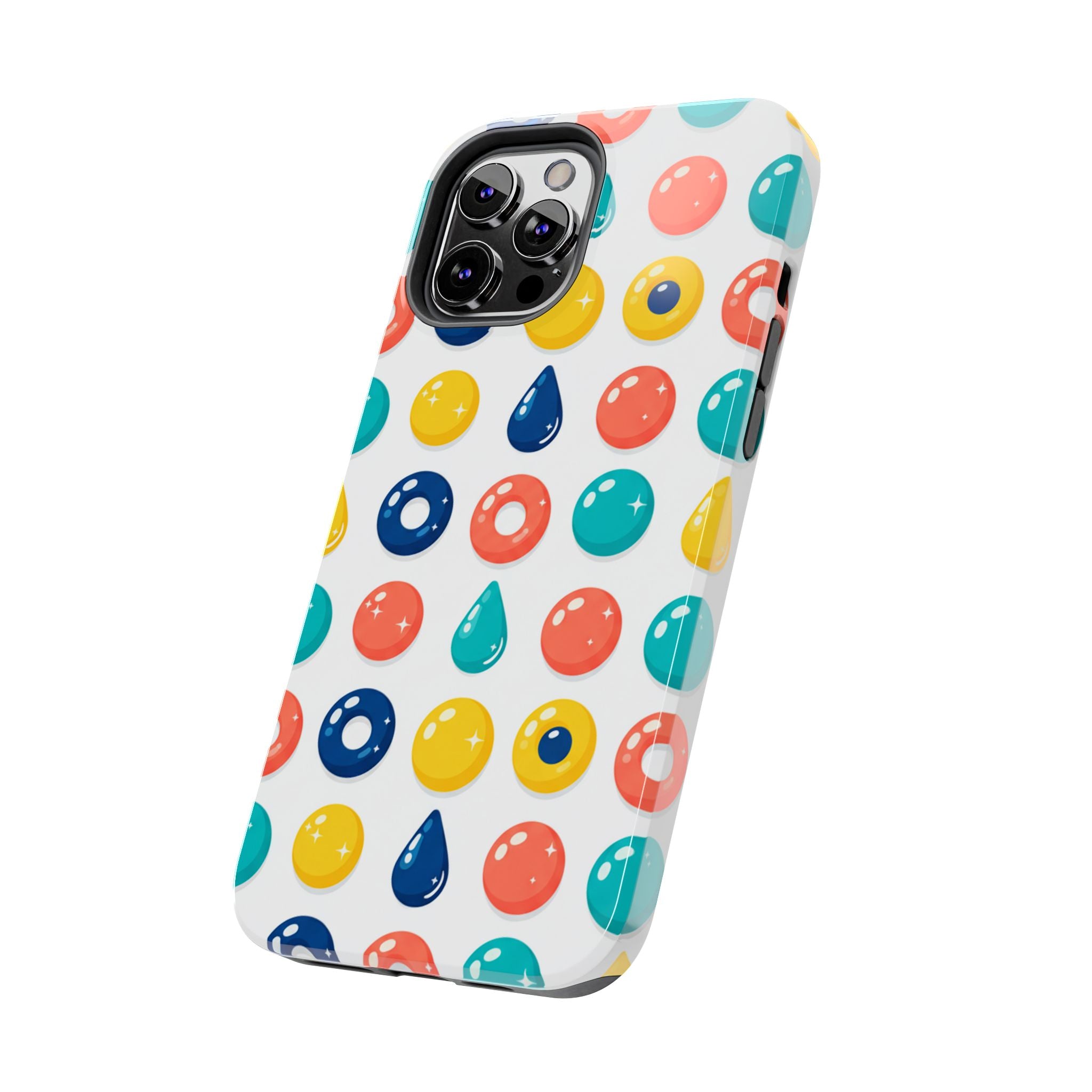 Colorful Candy Dot Tough Phone Case — Bright Retro Polka Drop Design
