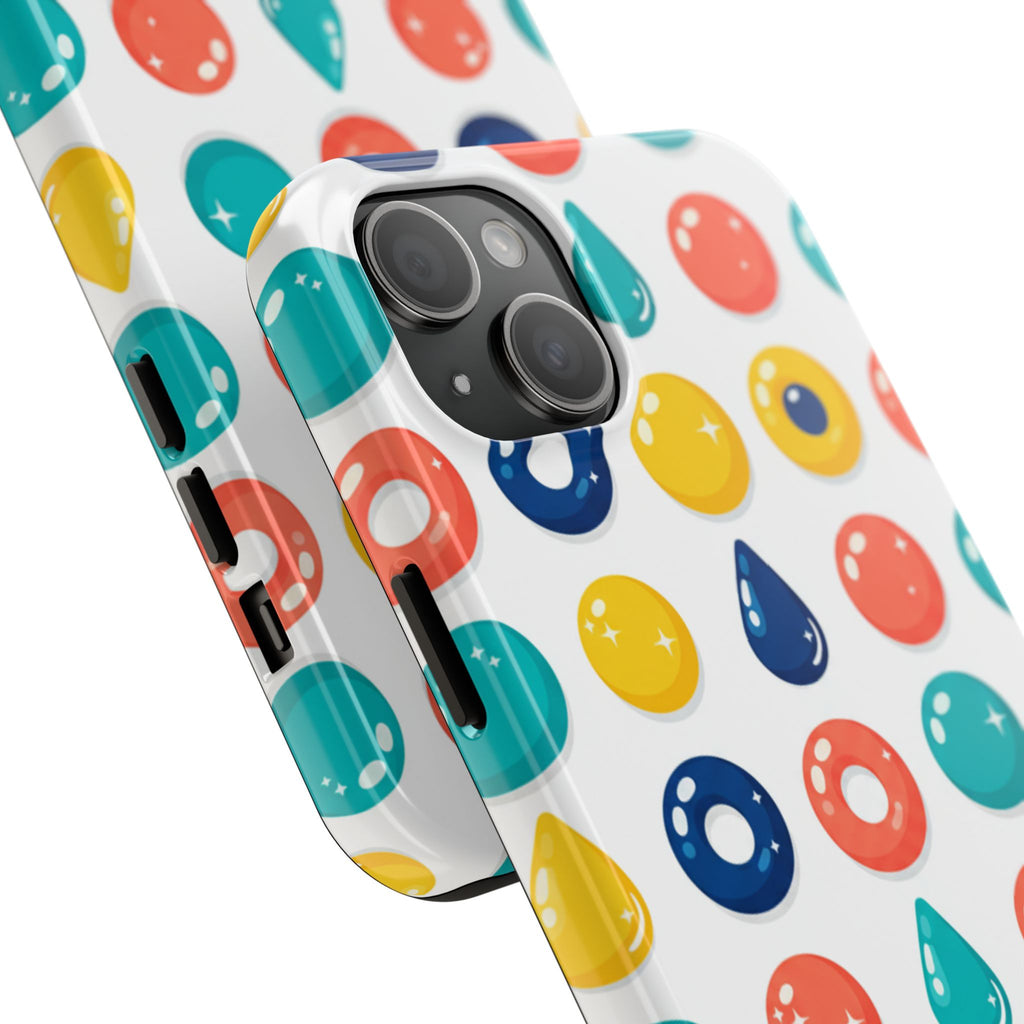 Colorful Candy Dot Tough Phone Case — Bright Retro Polka Drop Design