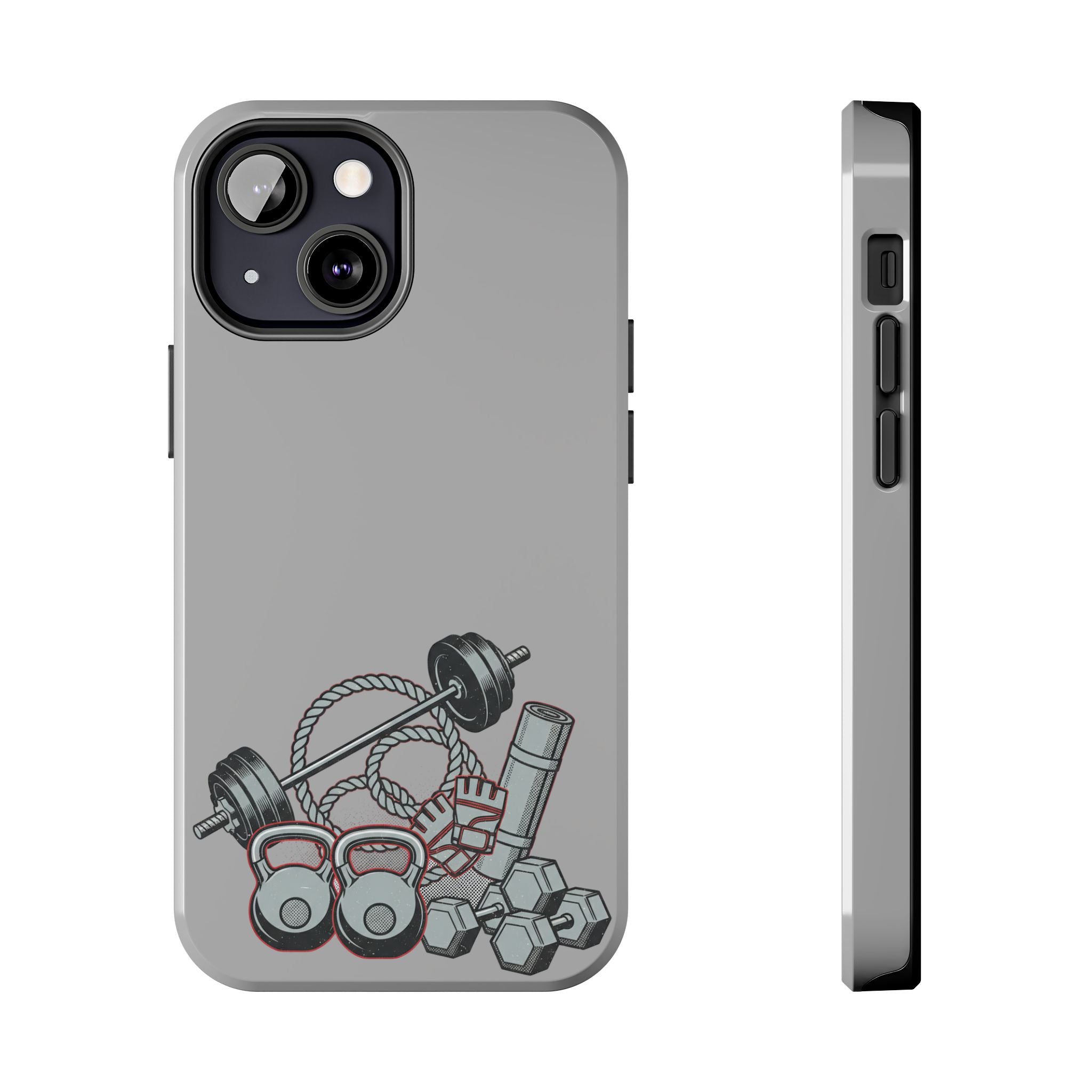 Fitness Gear Tough Phone Case — Dumbbells, Kettlebells & Jump Rope Design