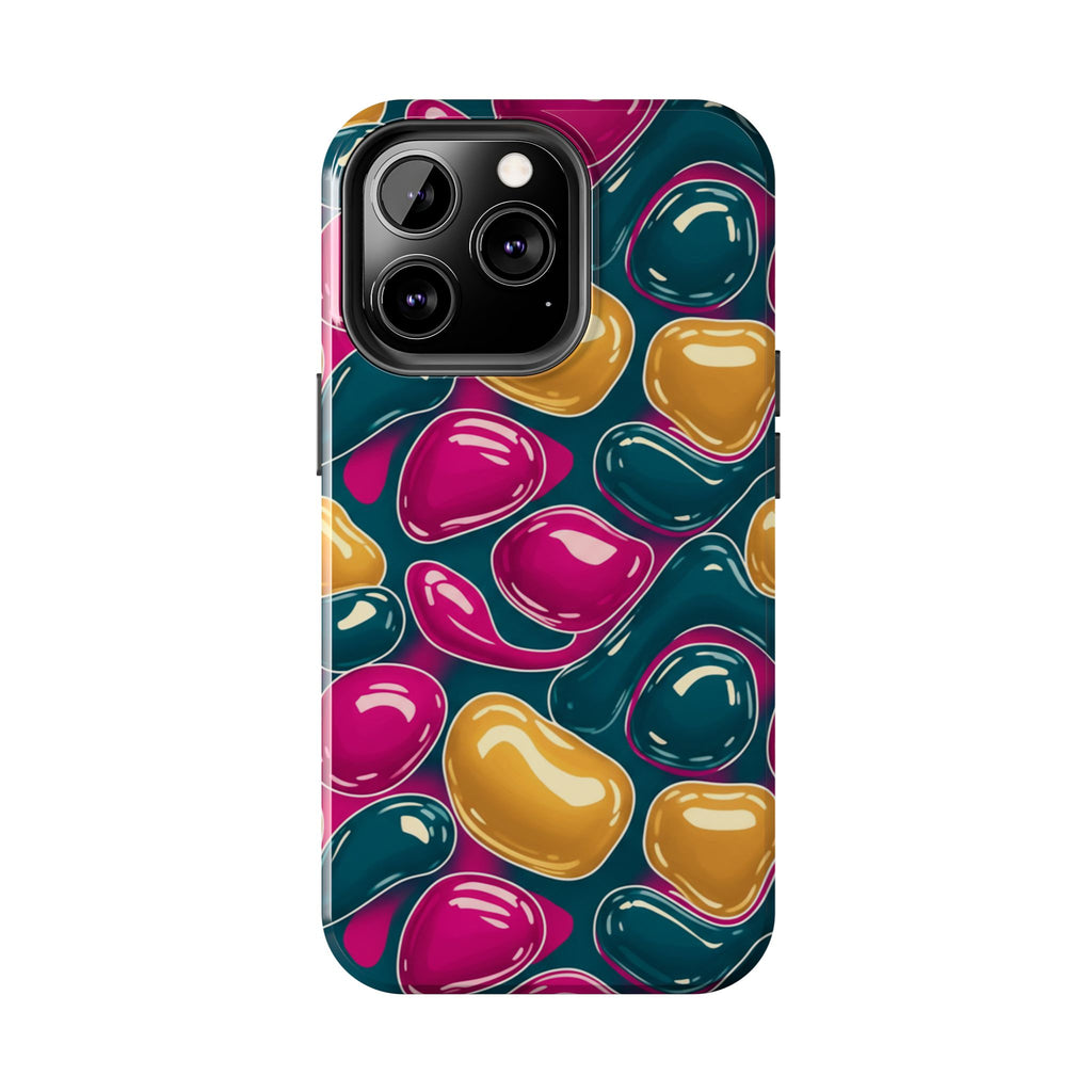 Abstract Colorful Blob Phone Case — Bold Teal, Magenta & Gold Protective Cover