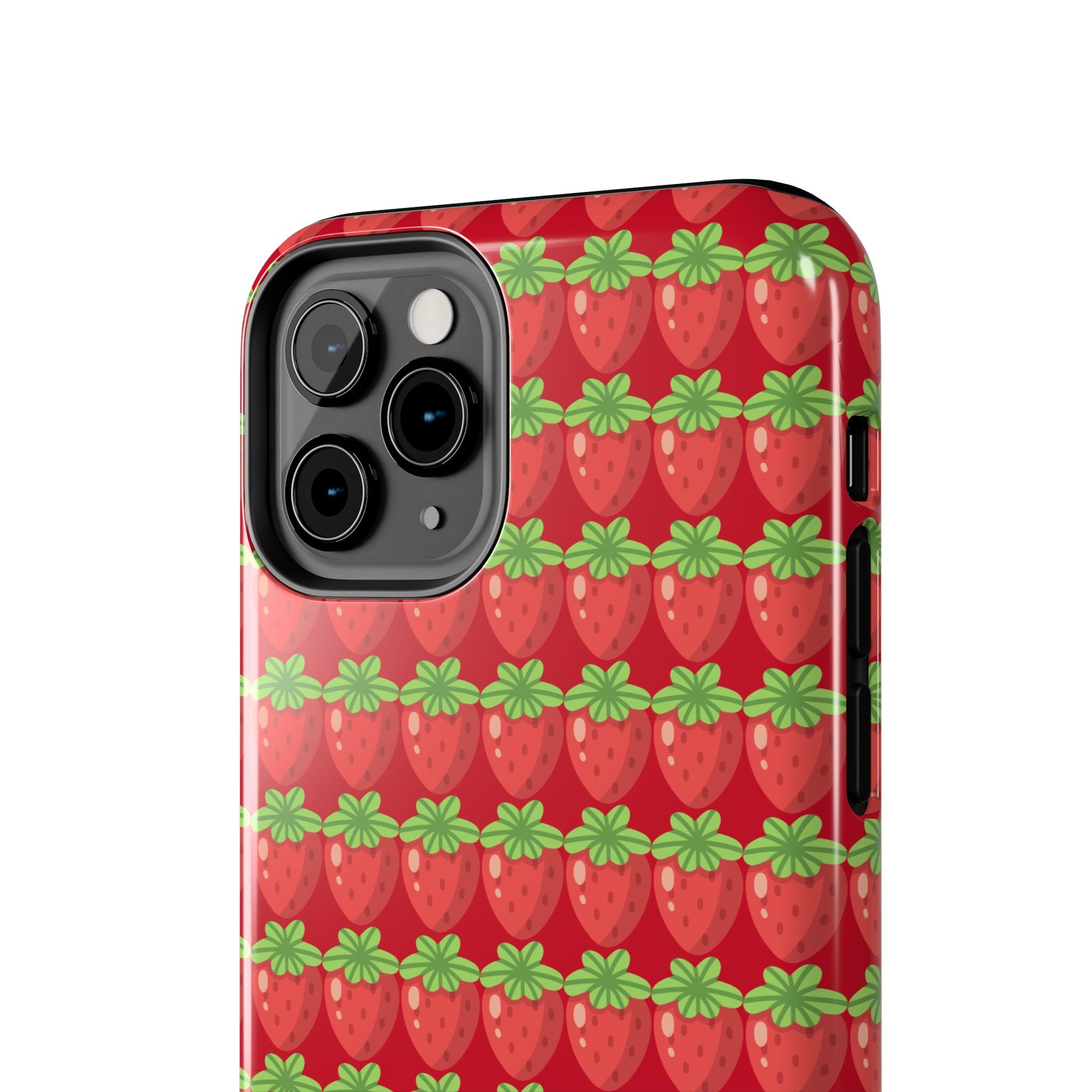 Strawberry Pattern Tough Phone Case — Cute Red Fruit Protective Cover