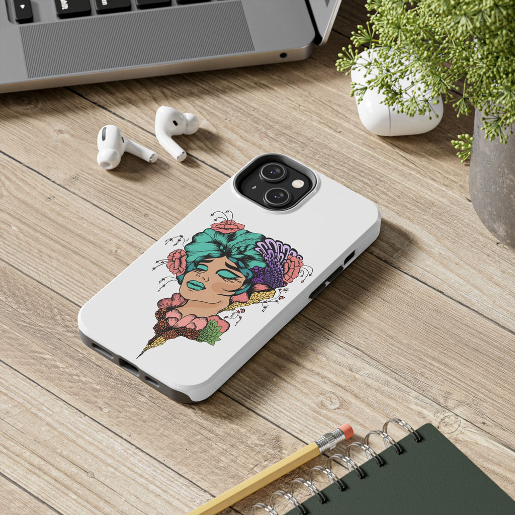 Tough Phone Case — Floral Pop Art Portrait Protective Cover